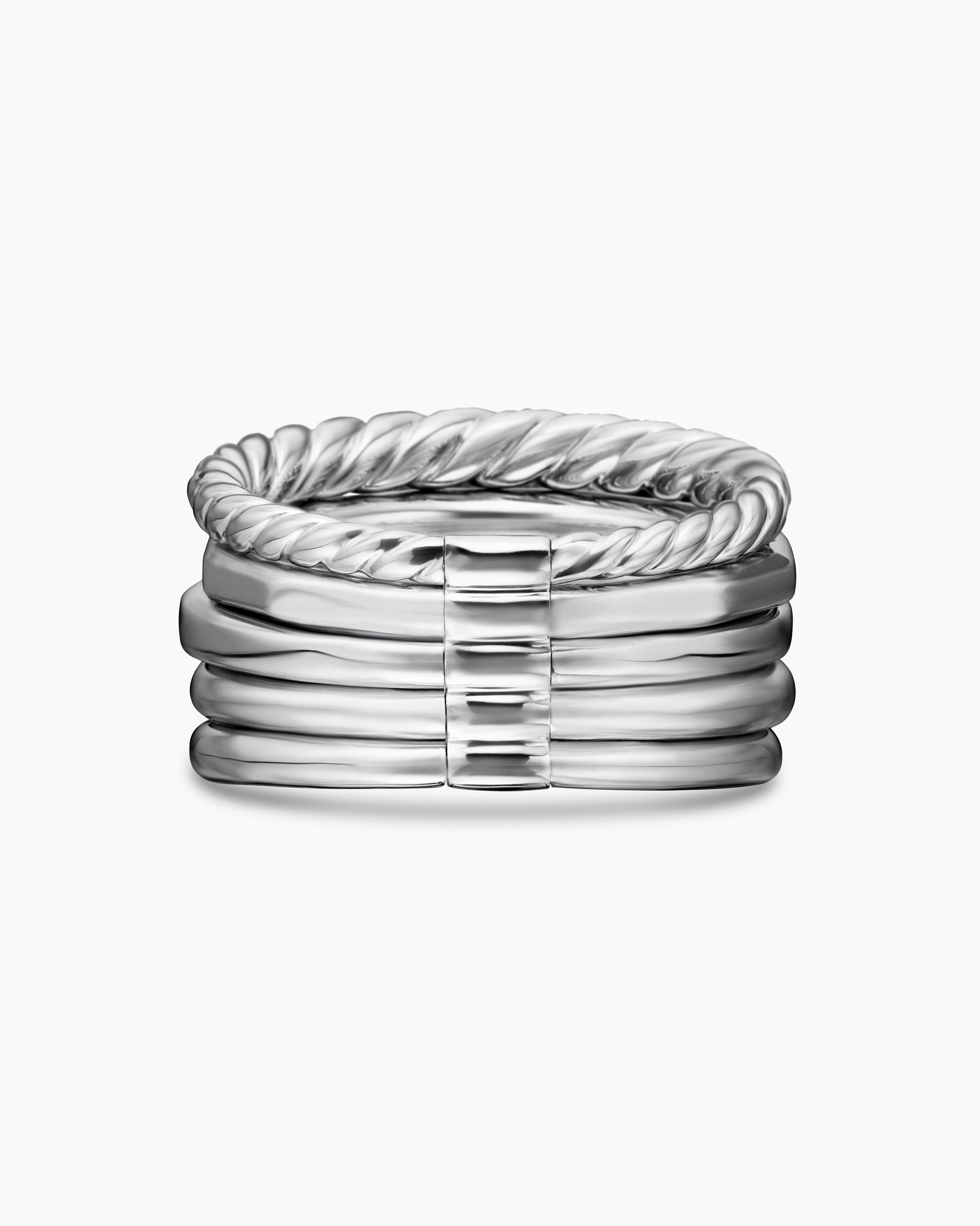 Stax Five Row Ring in 18K White Gold with Tanzanite and Diamonds, 14mm - Image 6