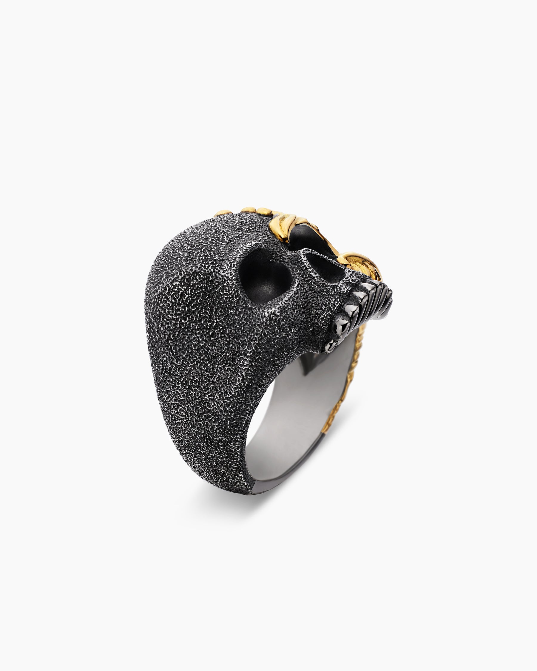 Waves Skull Ring in Sterling Silver with 18K Yellow Gold, 24mm - Image 3