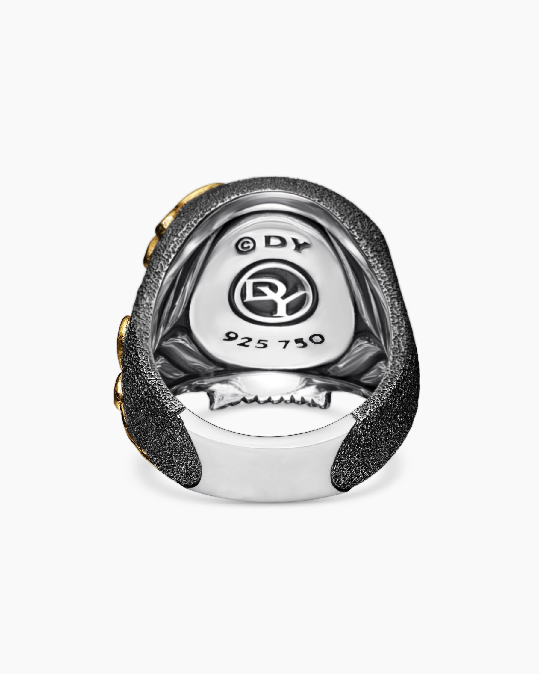 Waves Skull Ring in Sterling Silver with 18K Yellow Gold, 24mm - Image 6
