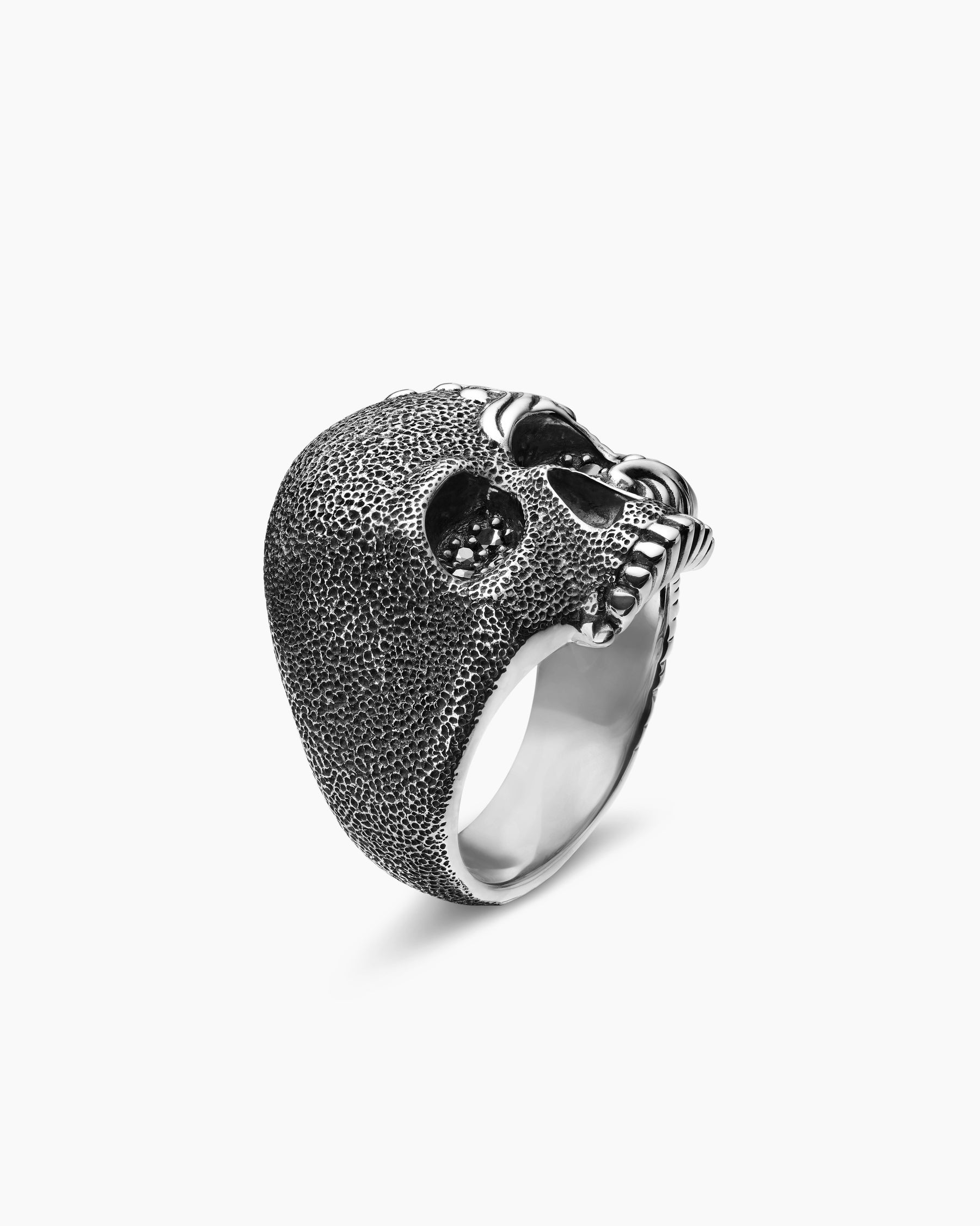 Waves Skull Ring in Sterling Silver with Black Diamonds, 24mm - Image 3