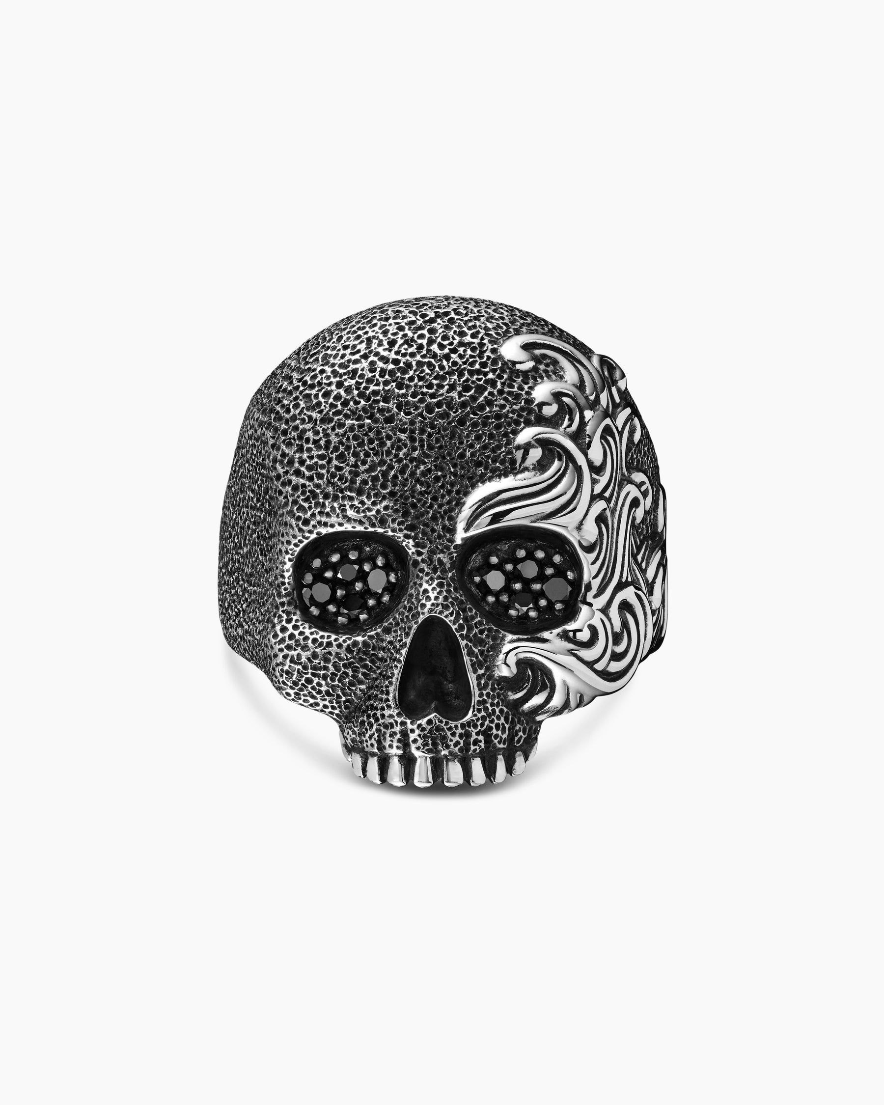 Waves Skull Ring in Sterling Silver with Black Diamonds, 24mm - Image 4