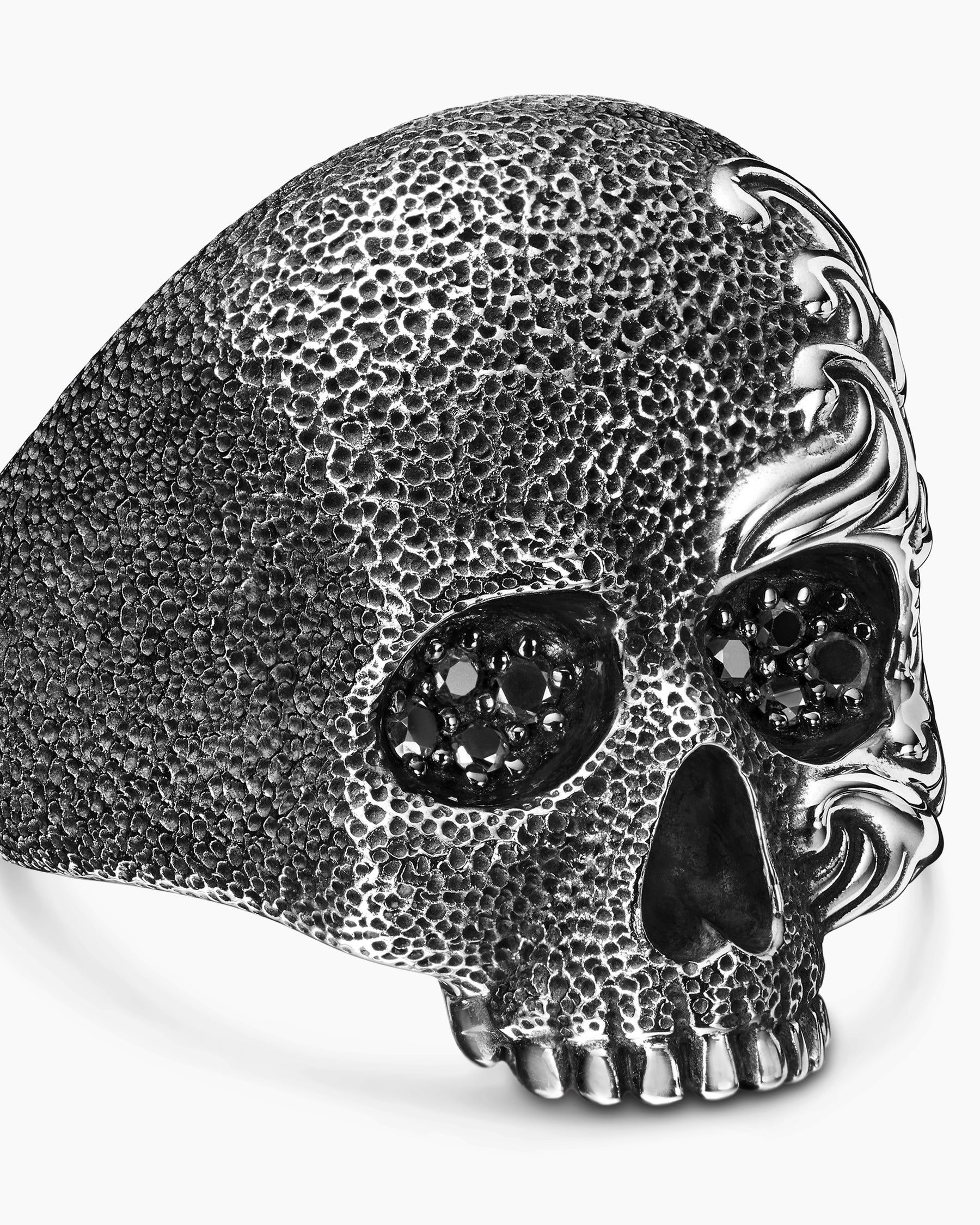 Waves Skull Ring in Sterling Silver with Black Diamonds, 24mm - Image 5