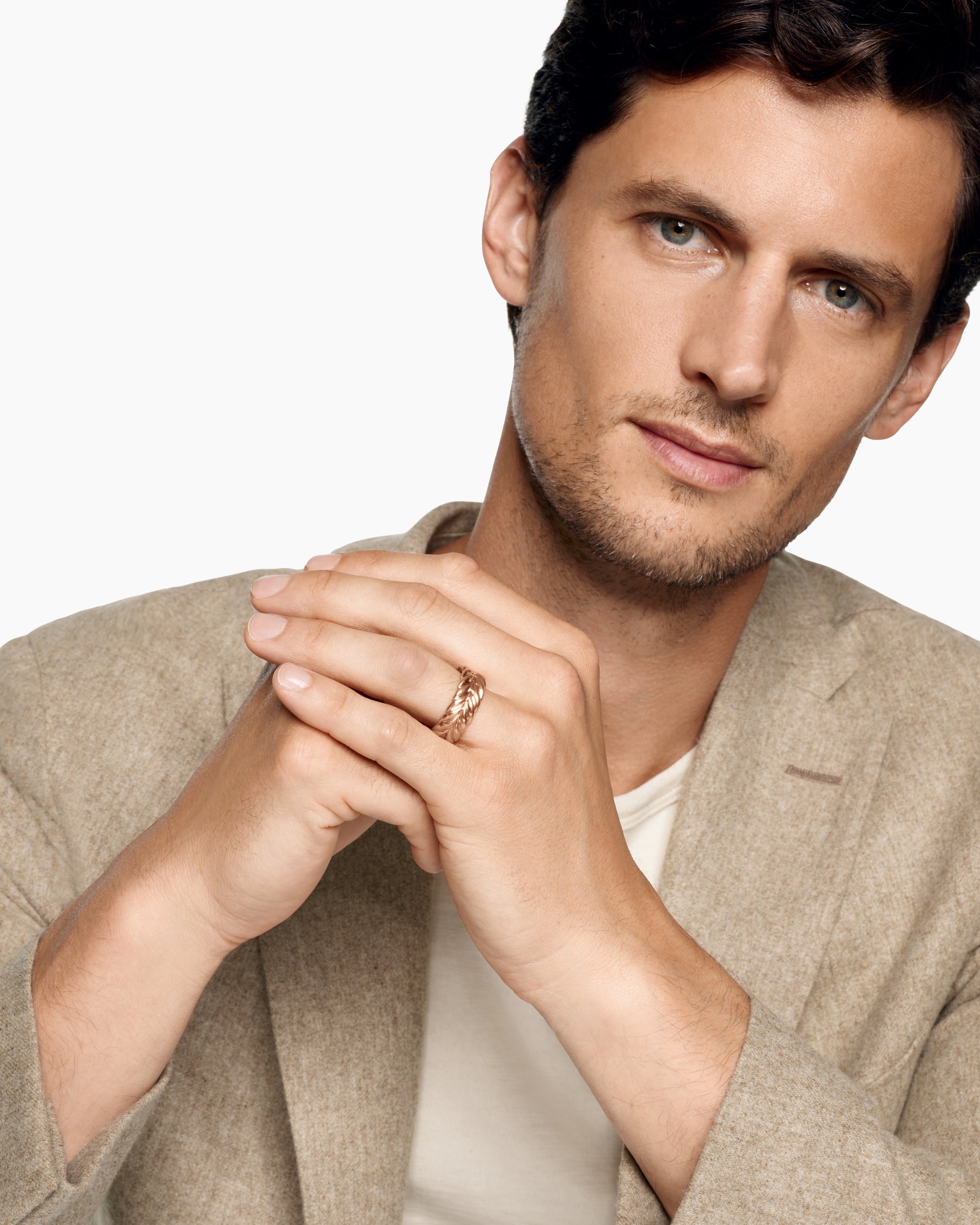 Alternative view of Chevron Band Ring in 18K Rose Gold, 9mm