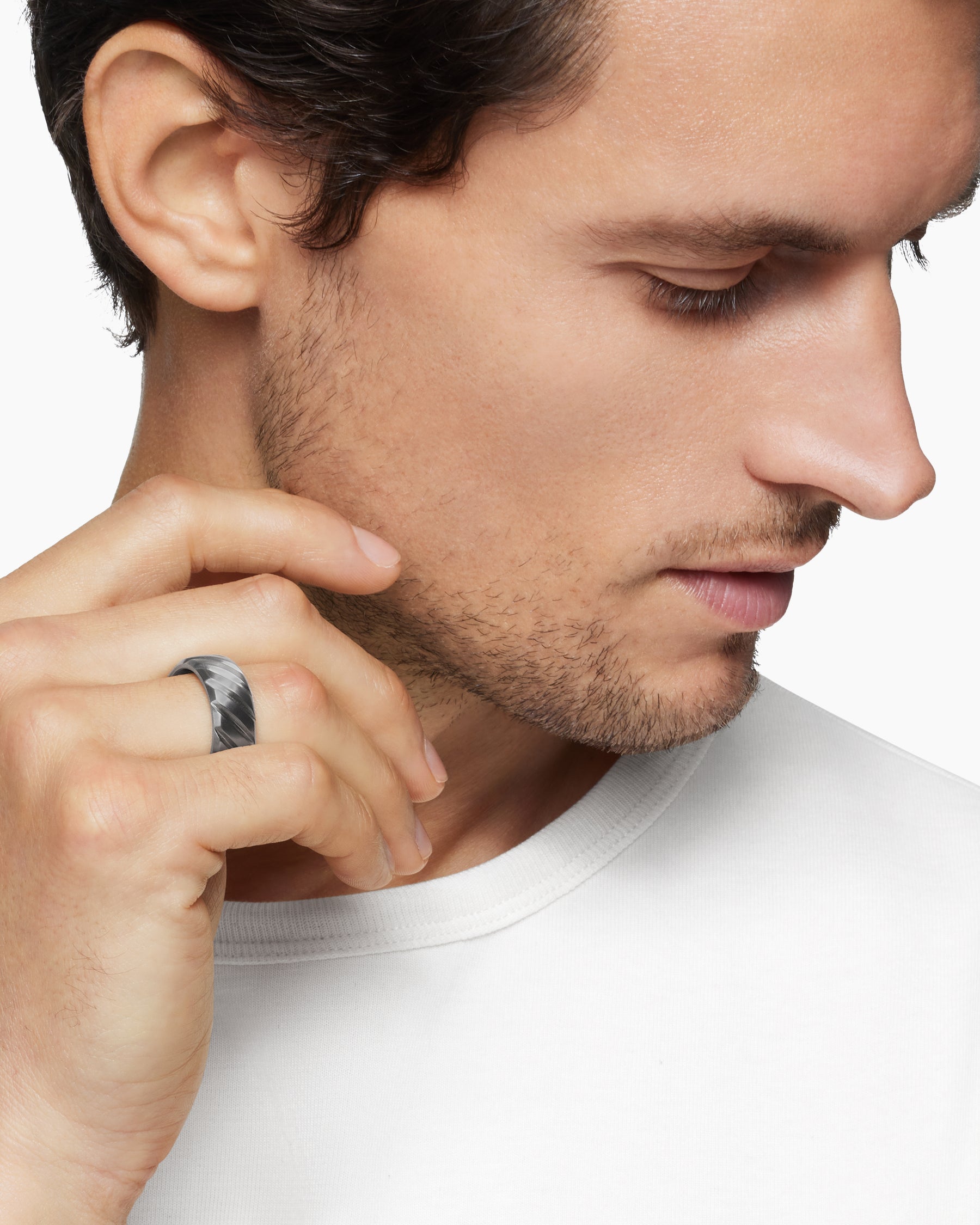 Alternative view of Modern Cable Band Ring in Grey Titanium, 9mm