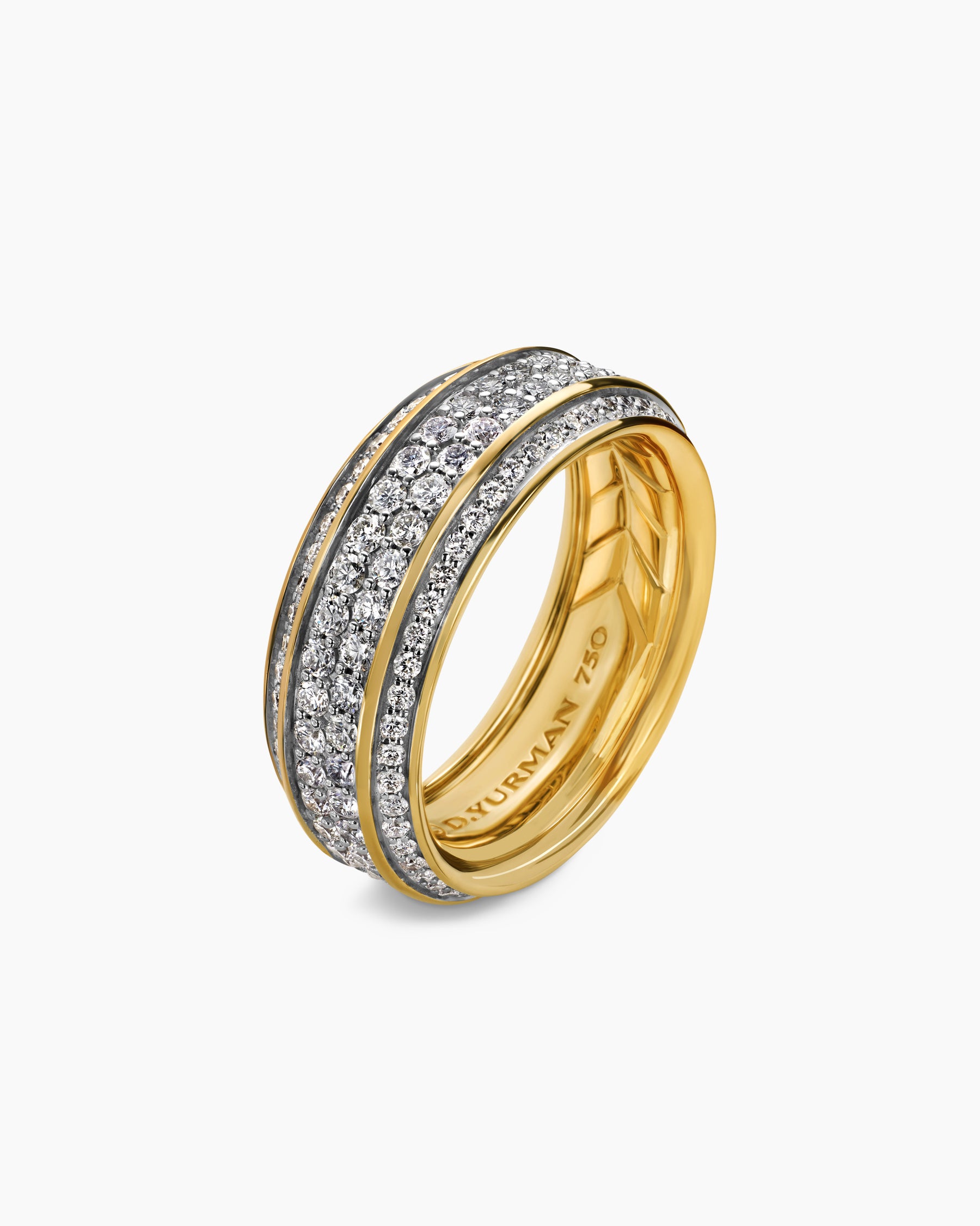 Streamline Beveled Band Ring in 18K Yellow Gold with Diamonds, 8.5mm - Image 3