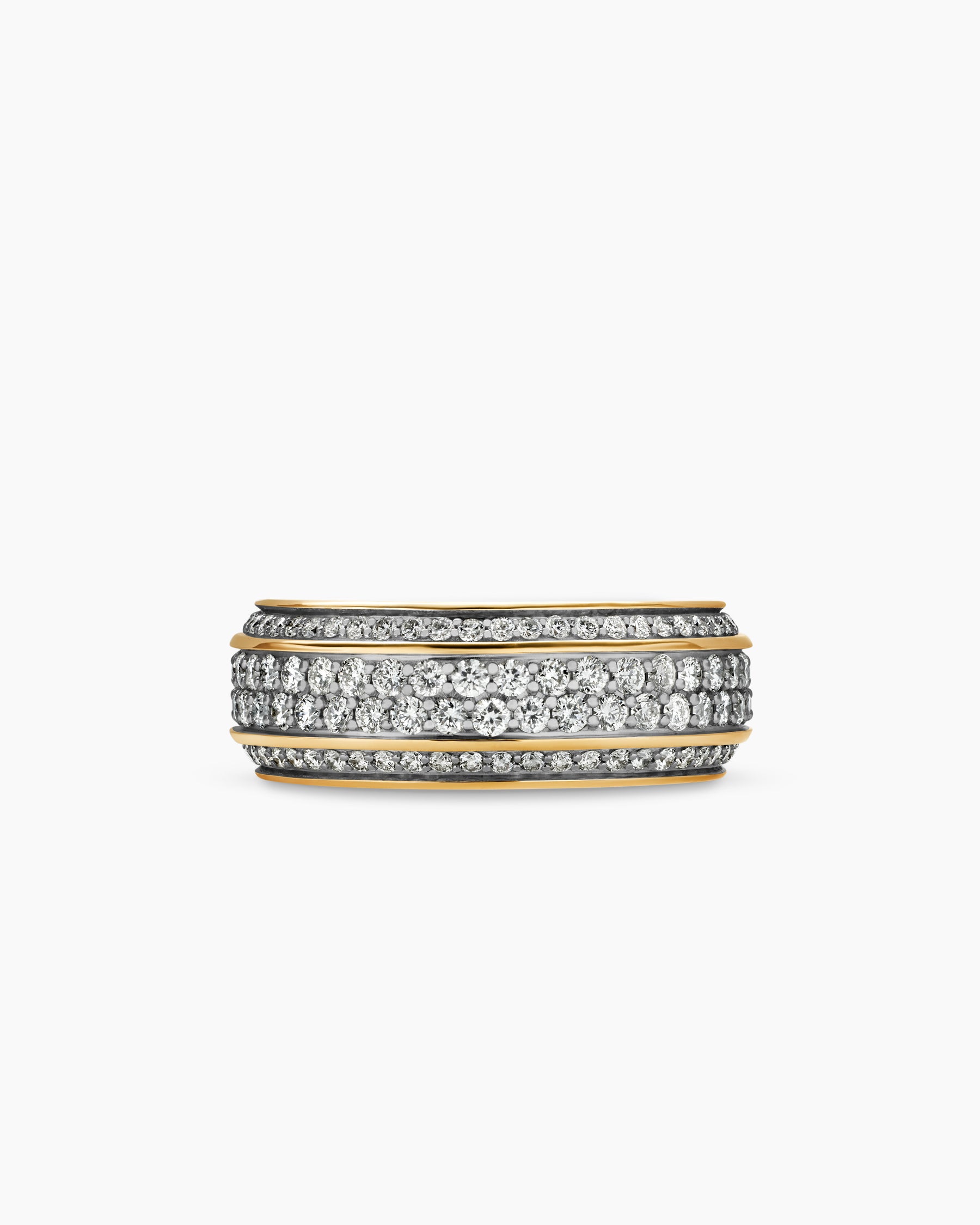Streamline Beveled Band Ring in 18K Yellow Gold with Diamonds, 8.5mm - Image 4