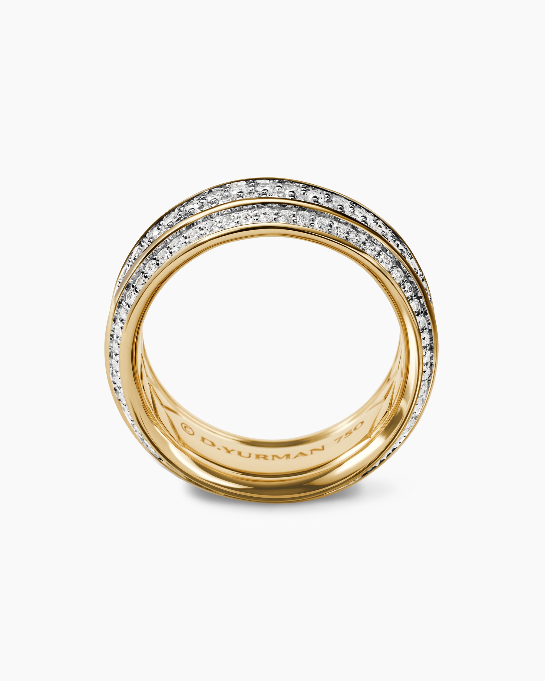 Streamline Beveled Band Ring in 18K Yellow Gold with Diamonds, 8.5mm - Image 5
