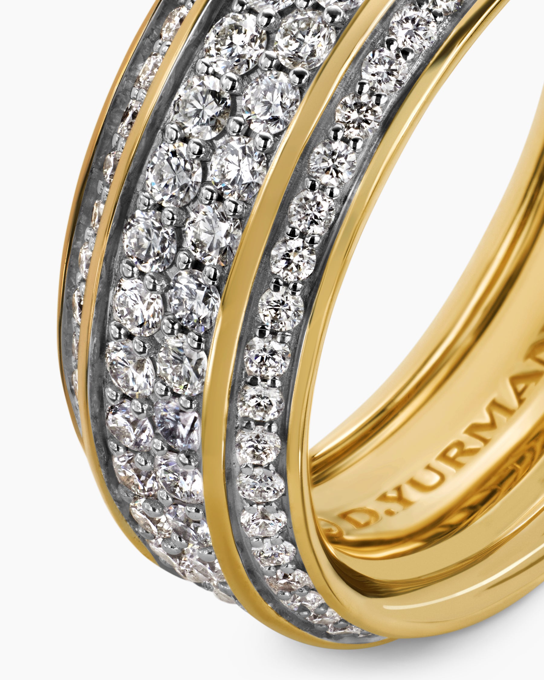 Streamline Beveled Band Ring in 18K Yellow Gold with Diamonds, 8.5mm - Image 6