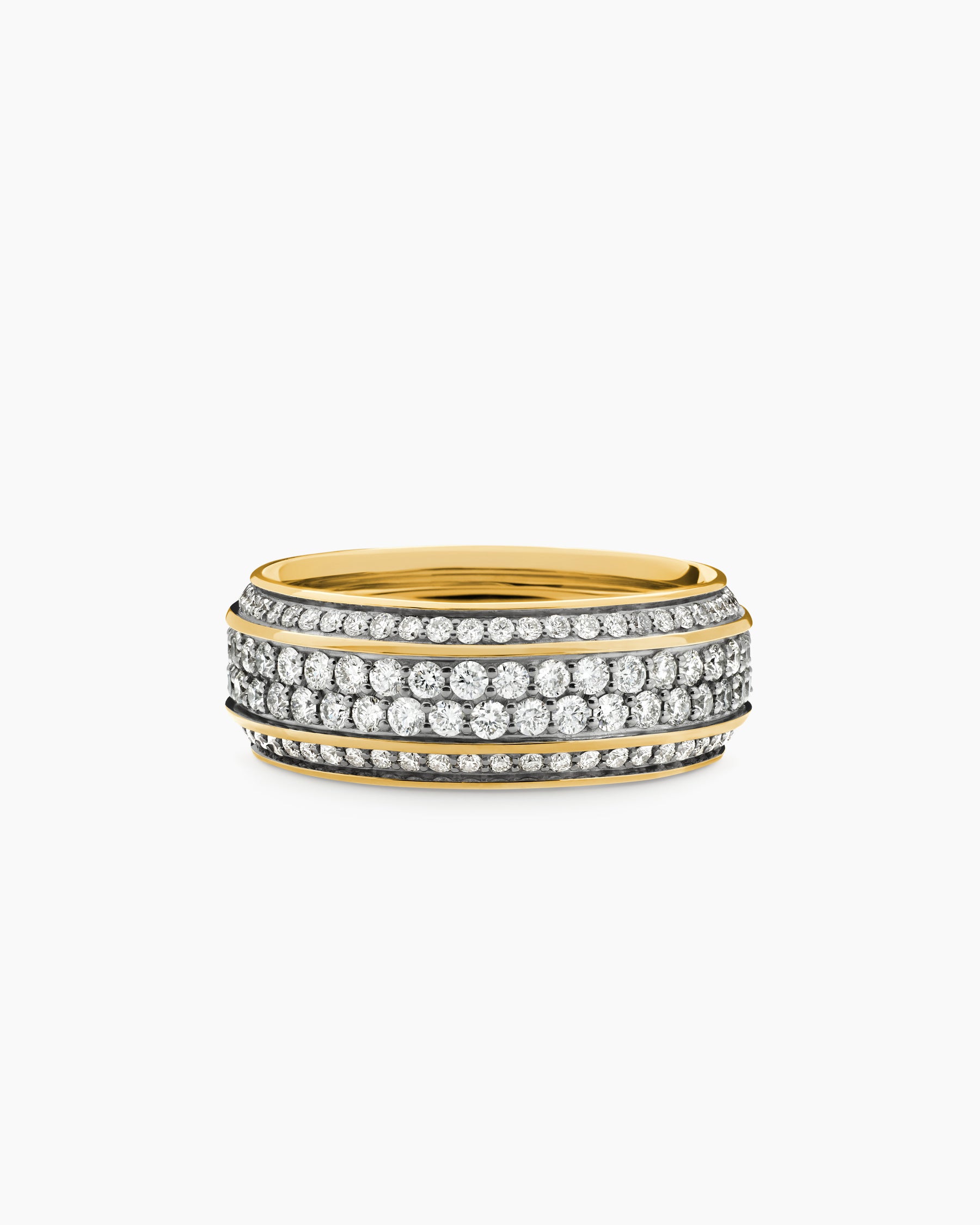 Streamline Beveled Band Ring in 18K Yellow Gold with Diamonds, 8.5mm