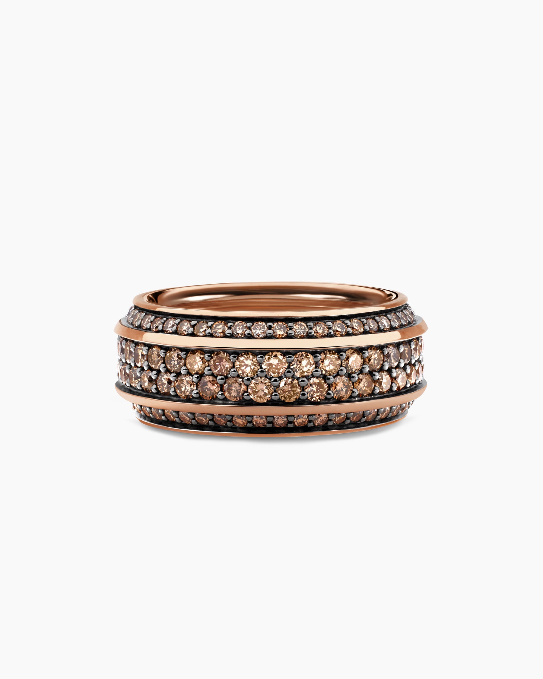 Streamline Beveled Band Ring in 18K Rose Gold with Cognac Diamonds, 8.5mm
