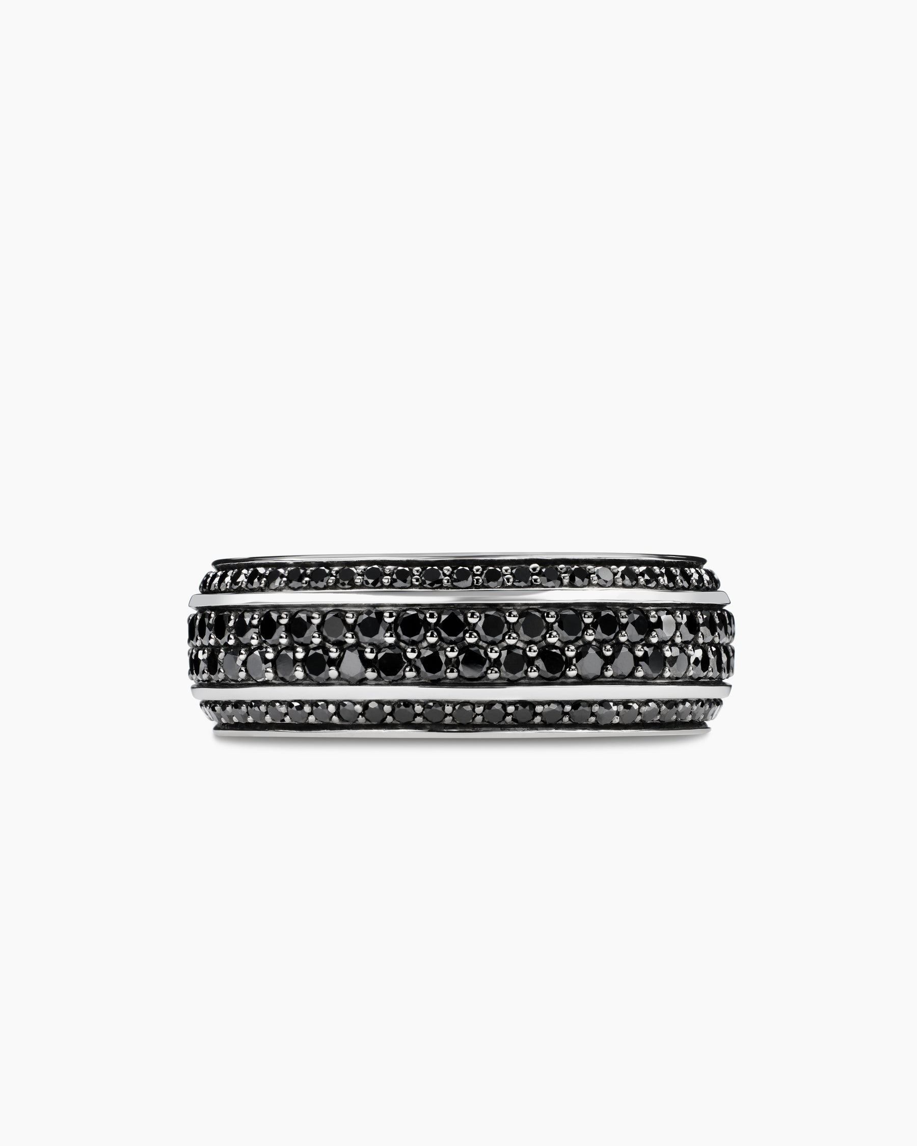 Streamline Beveled Band Ring in 18K White Gold with Black Diamonds, 8.5mm - Image 4