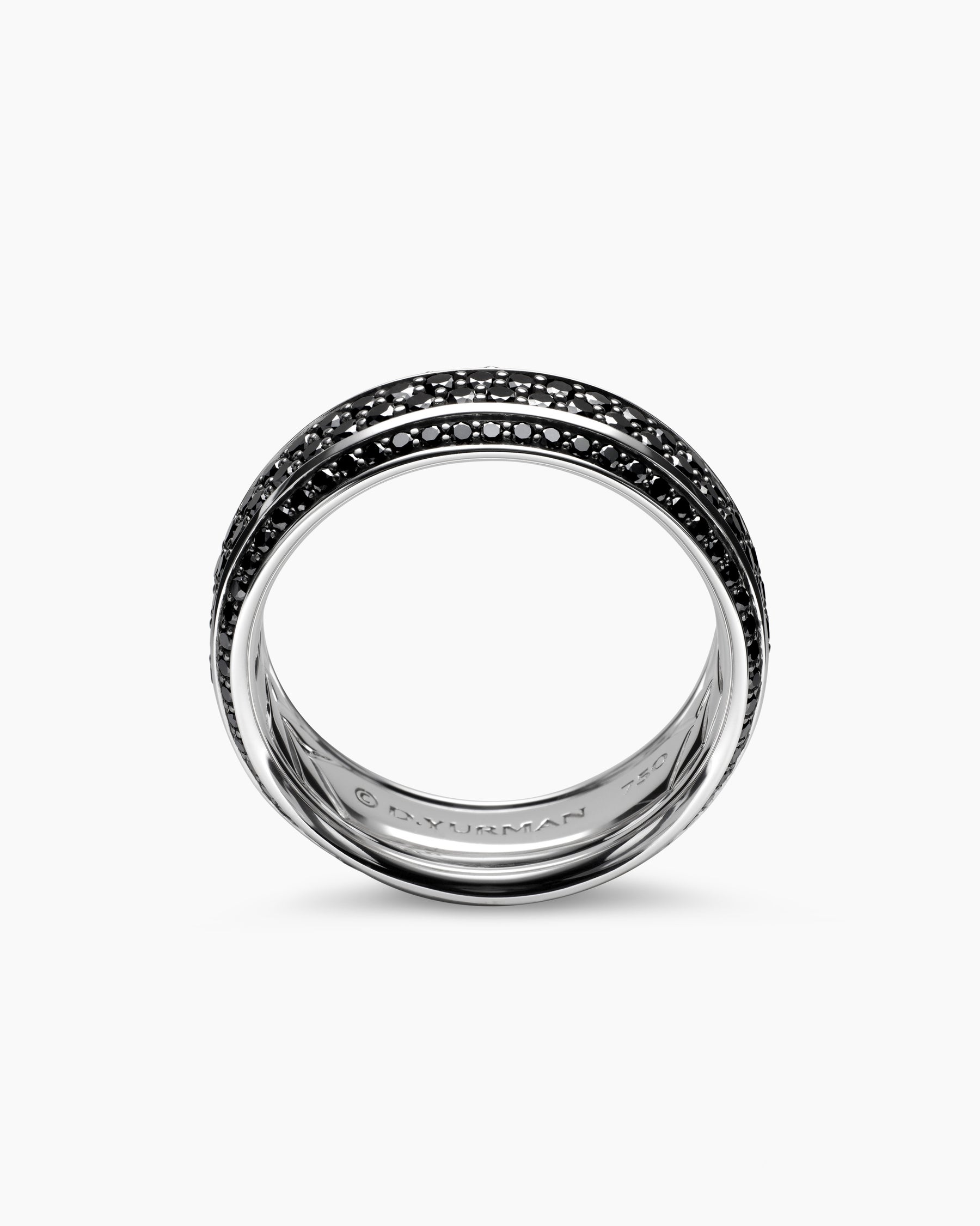 Streamline Beveled Band Ring in 18K White Gold with Black Diamonds, 8.5mm - Image 5