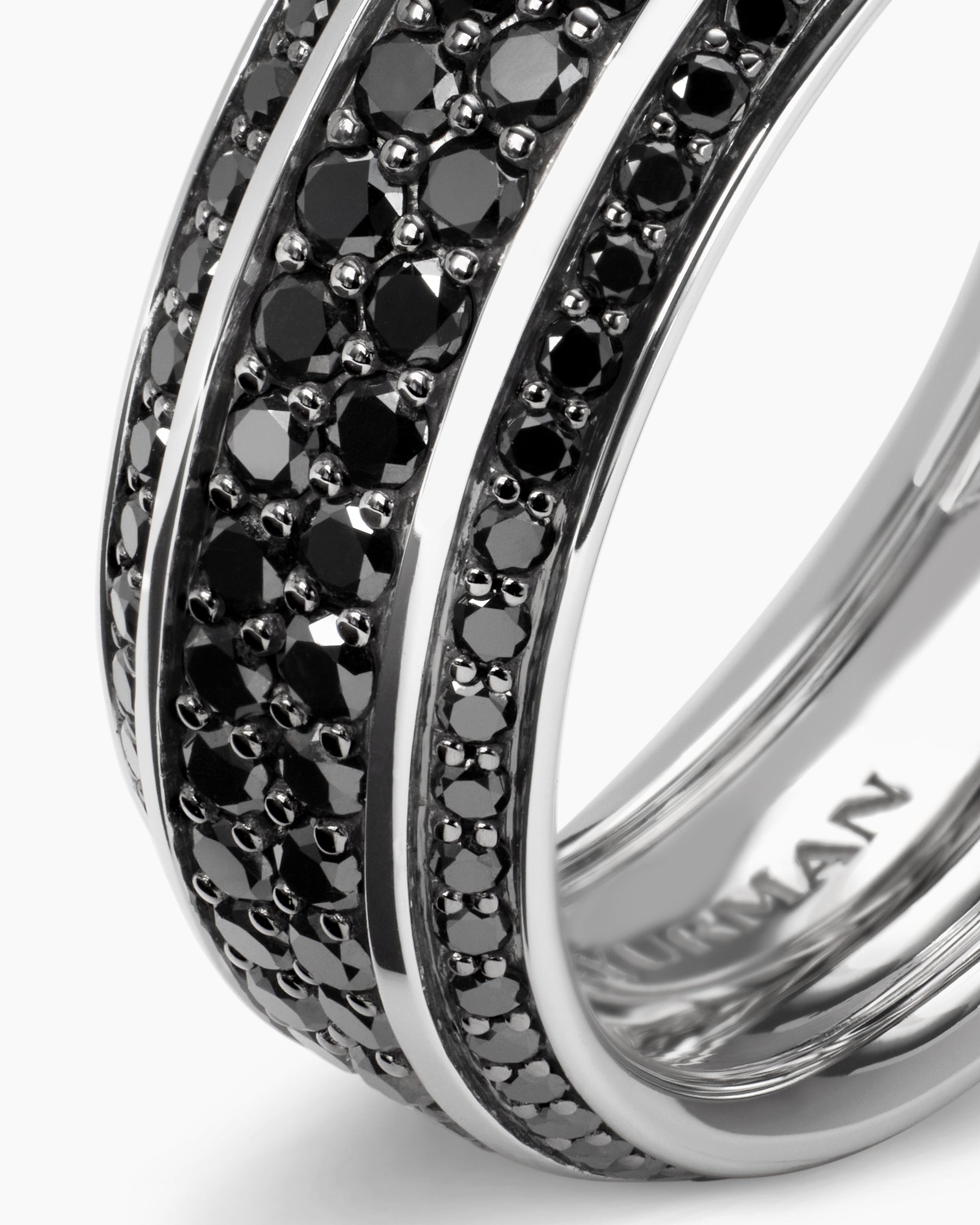 Streamline Beveled Band Ring in 18K White Gold with Black Diamonds, 8.5mm - Image 6