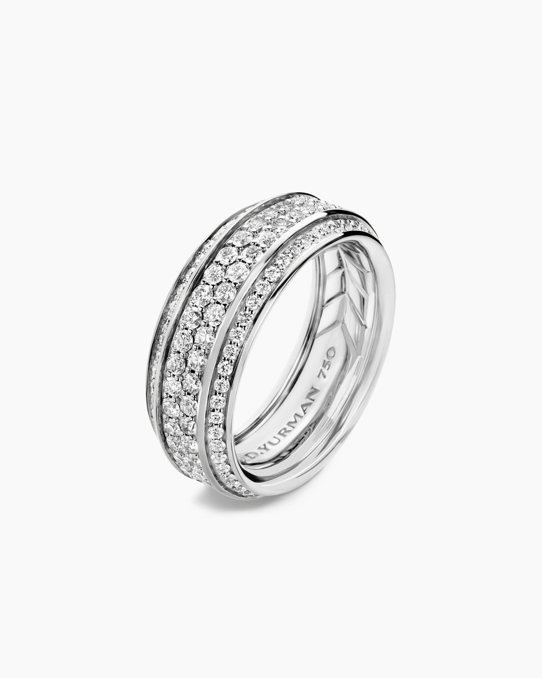 Streamline Beveled Band Ring in 18K White Gold with Diamonds, 8.5mm - Image 3