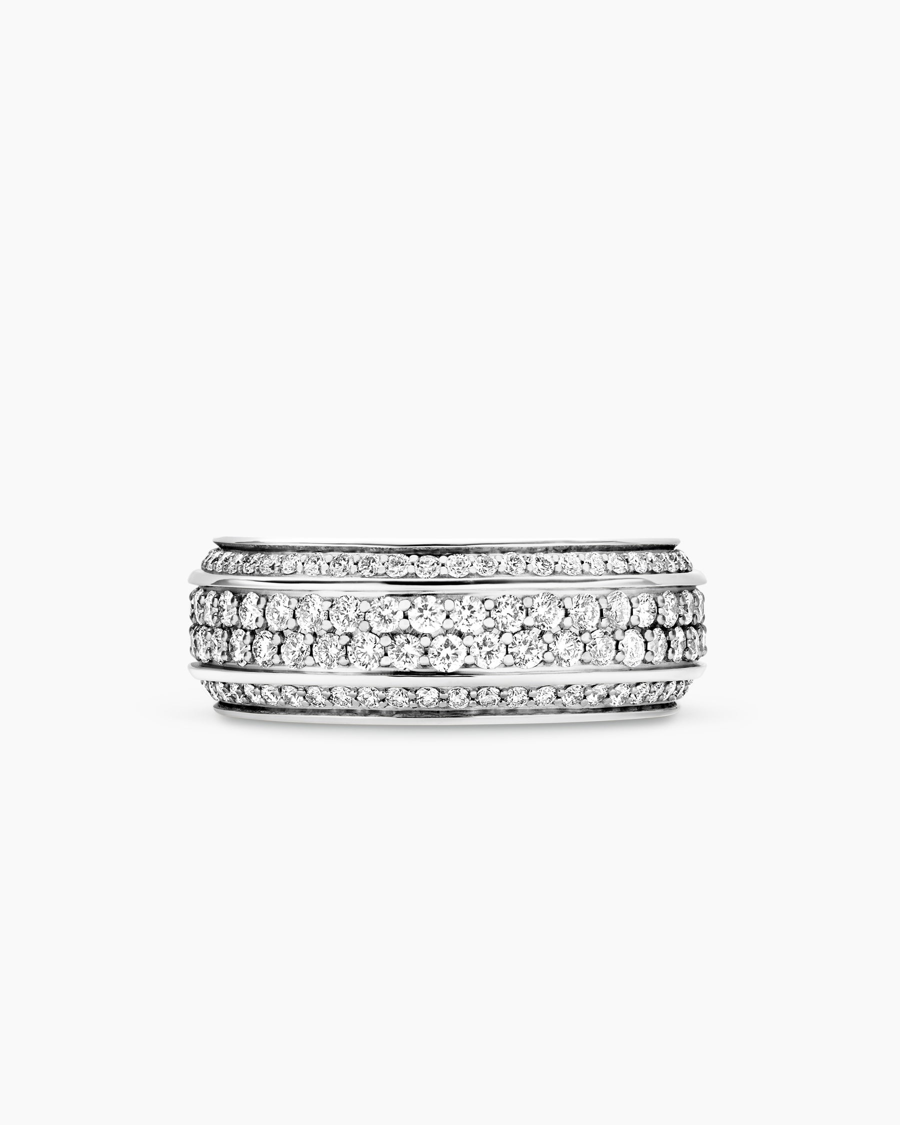 Streamline Beveled Band Ring in 18K White Gold with Diamonds, 8.5mm - Image 4