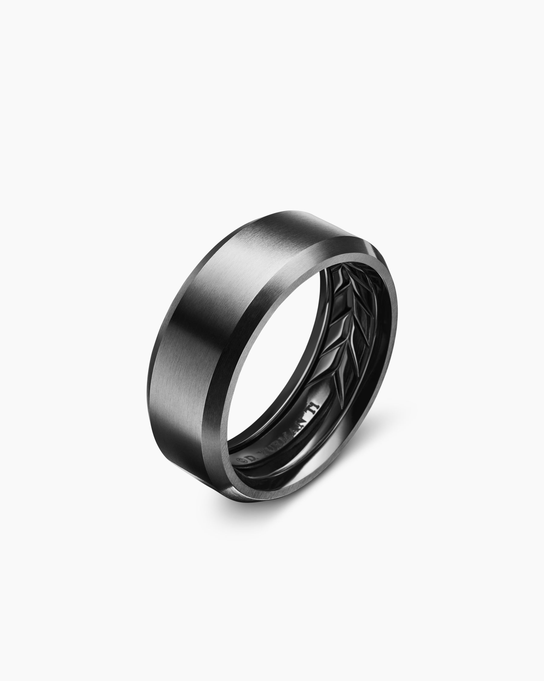 Streamline Beveled Band Ring in Black Titanium, 8.5mm - Image 3