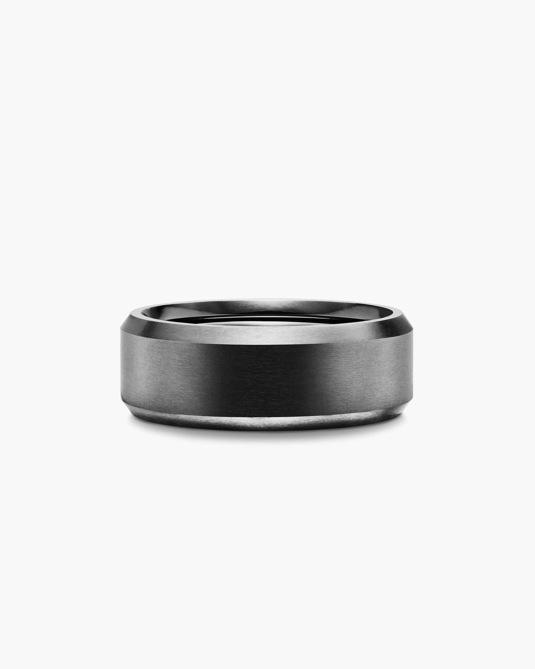 Streamline Beveled Band Ring in Black Titanium, 8.5mm