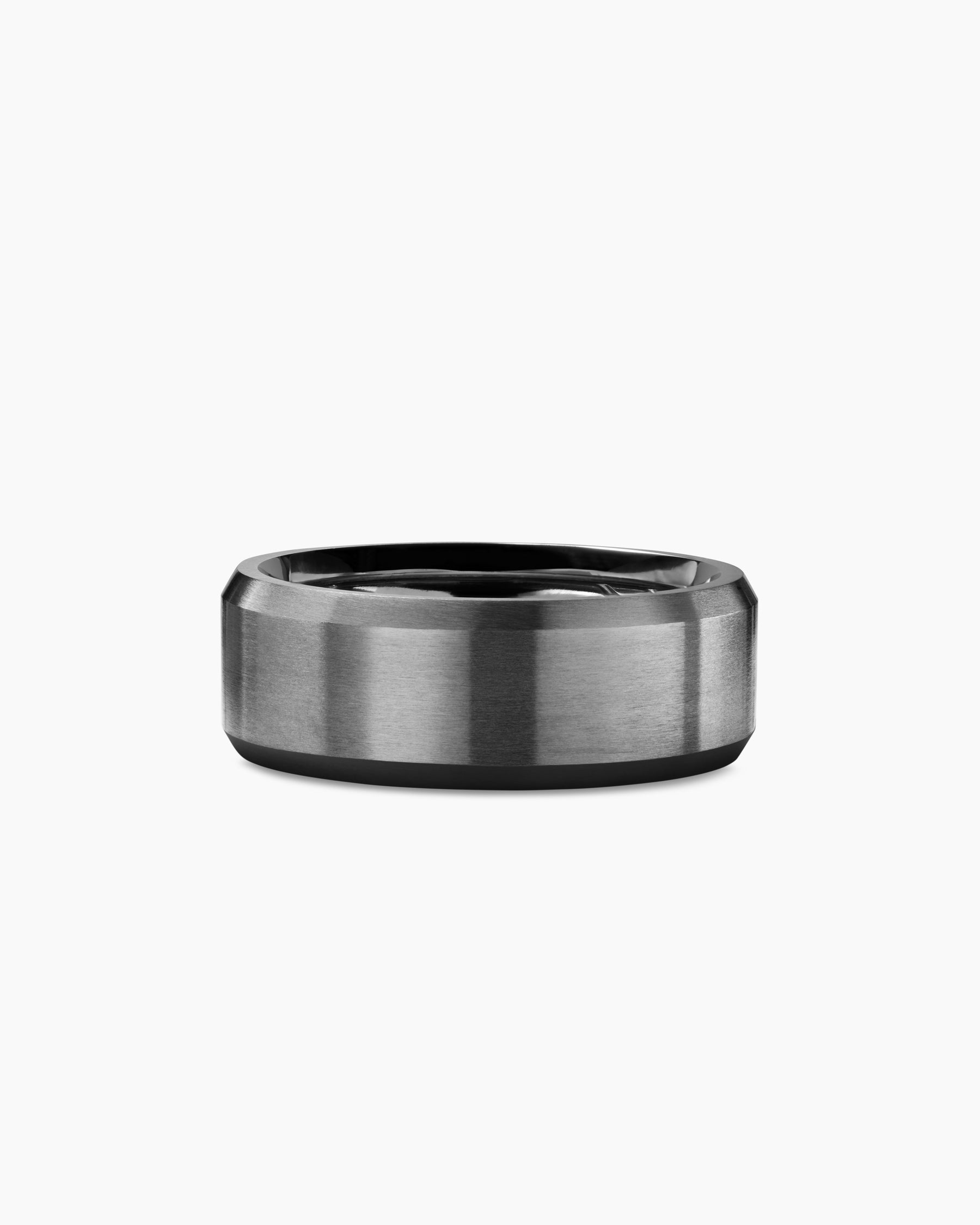 Streamline Beveled Band Ring in Grey Titanium, 8.5mm