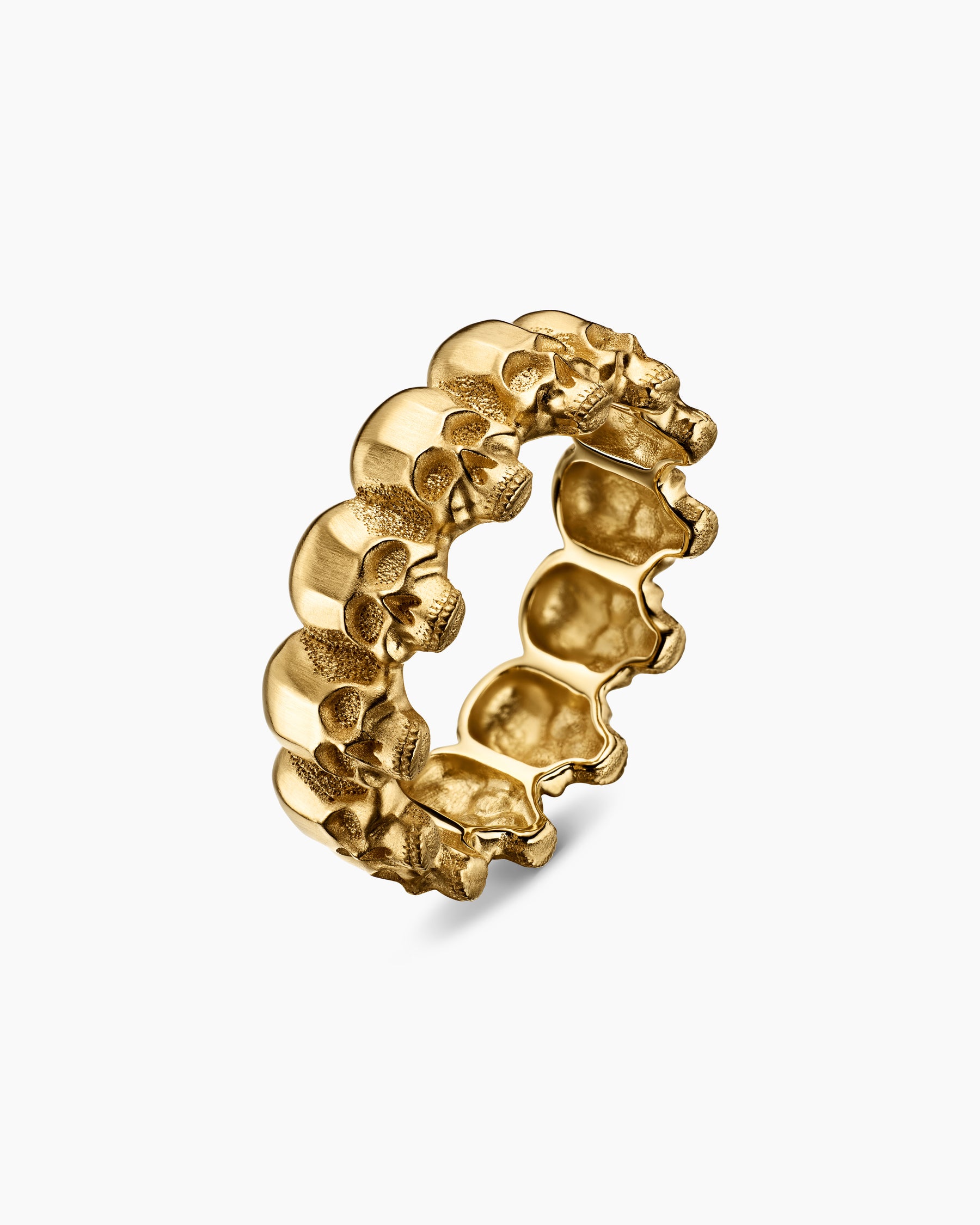 Memento Mori Skull Band Ring in 18K Yellow Gold, 8.5mm - Image 3