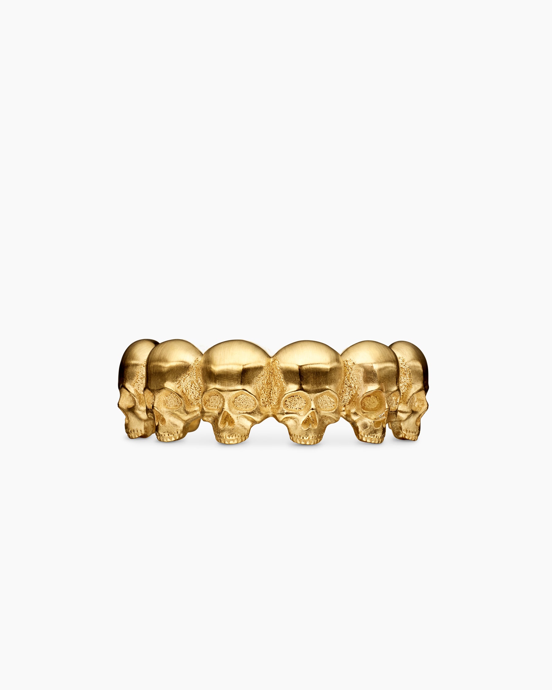 Memento Mori Skull Band Ring in 18K Yellow Gold, 8.5mm - Image 4