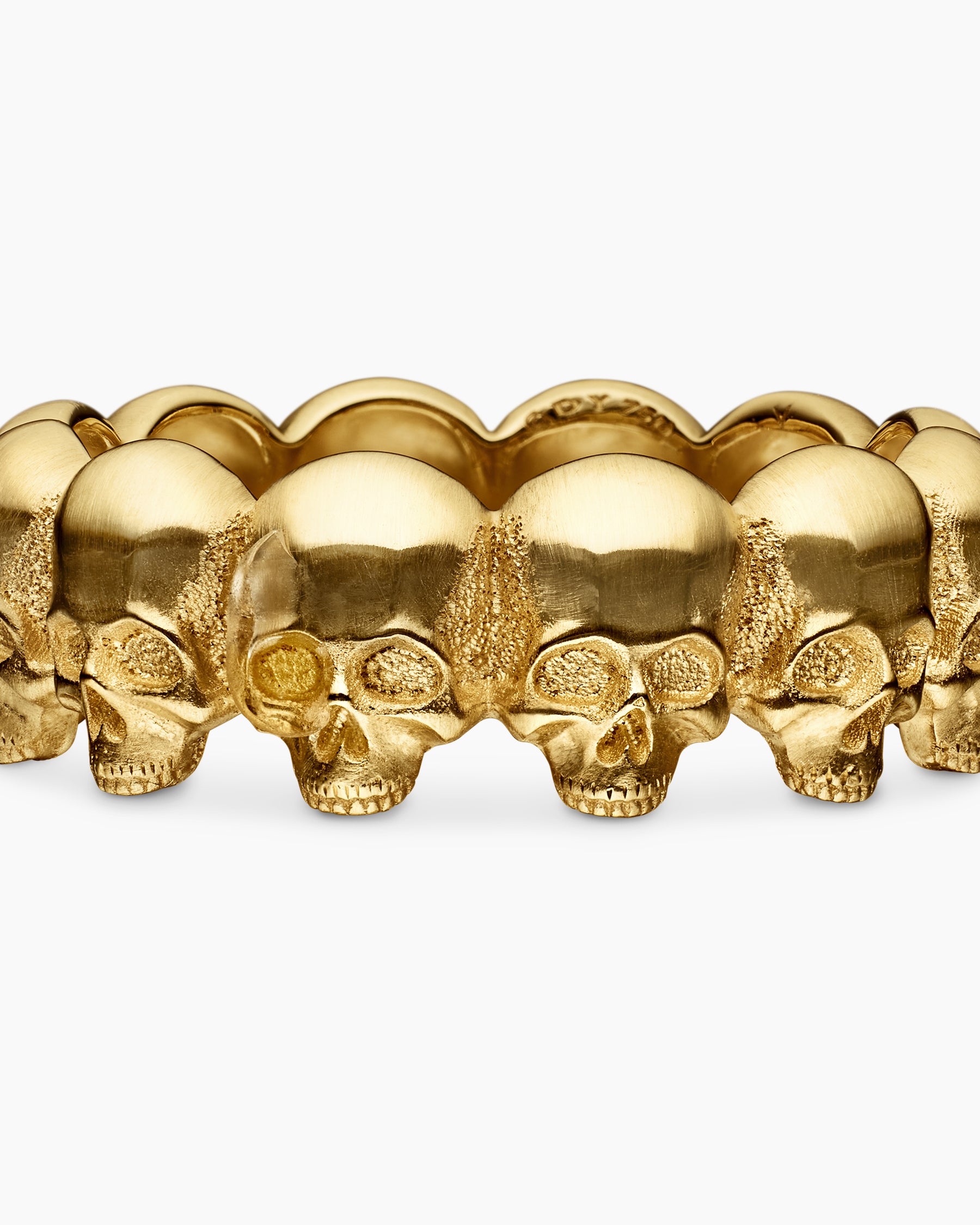 Memento Mori Skull Band Ring in 18K Yellow Gold, 8.5mm - Image 7