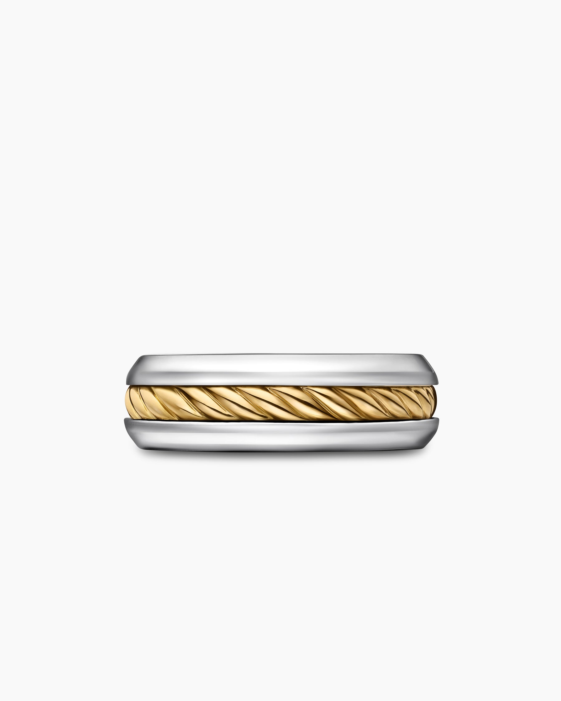 Cable Inset Band Ring in Sterling Silver with 18K Yellow Gold, 8mm - Image 4