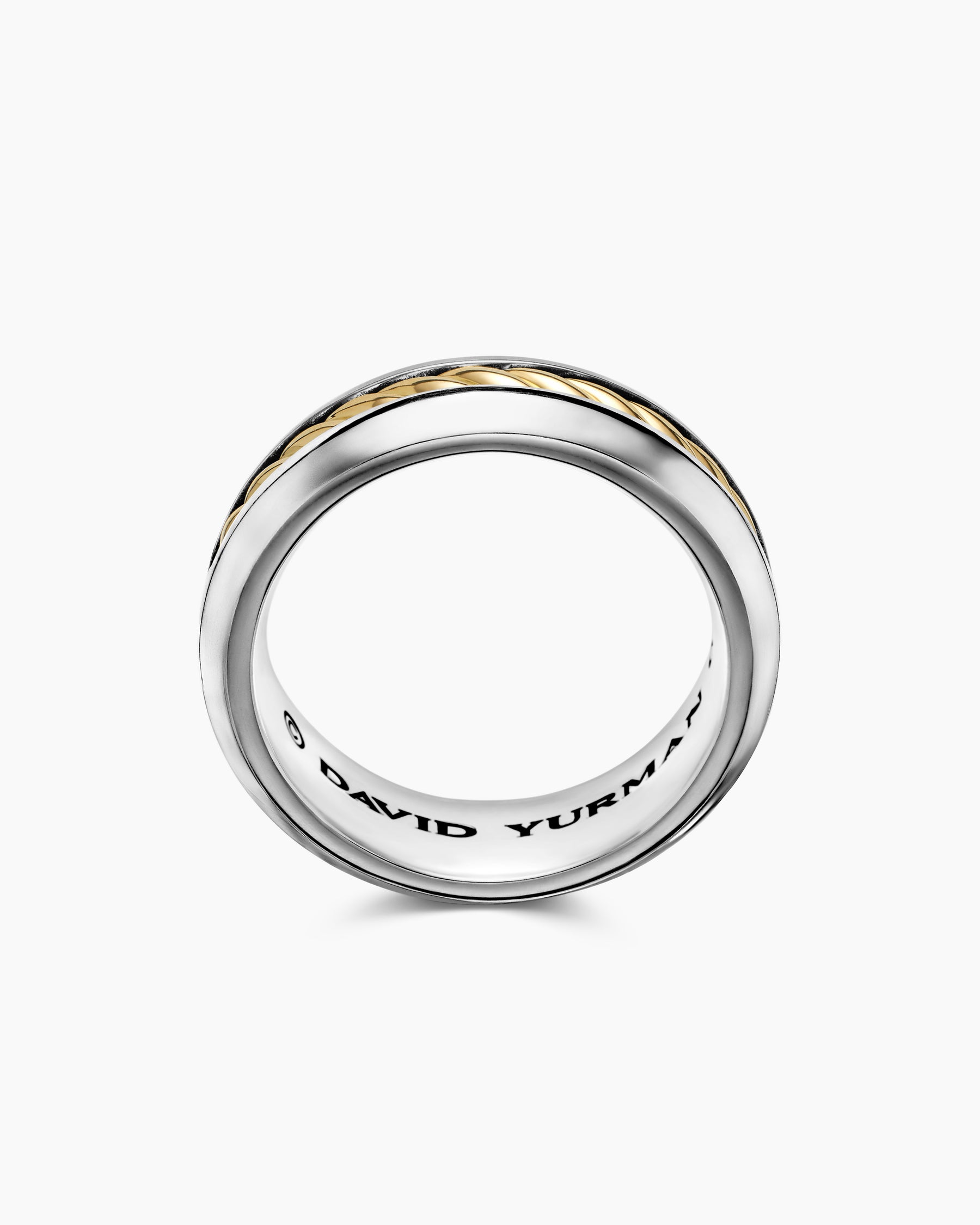 Cable Inset Band Ring in Sterling Silver with 18K Yellow Gold, 8mm - Image 5