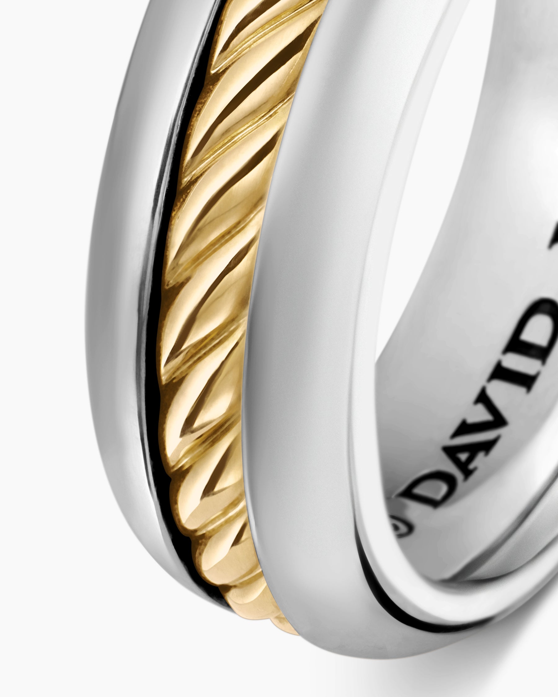 Cable Inset Band Ring in Sterling Silver with 18K Yellow Gold, 8mm - Image 6