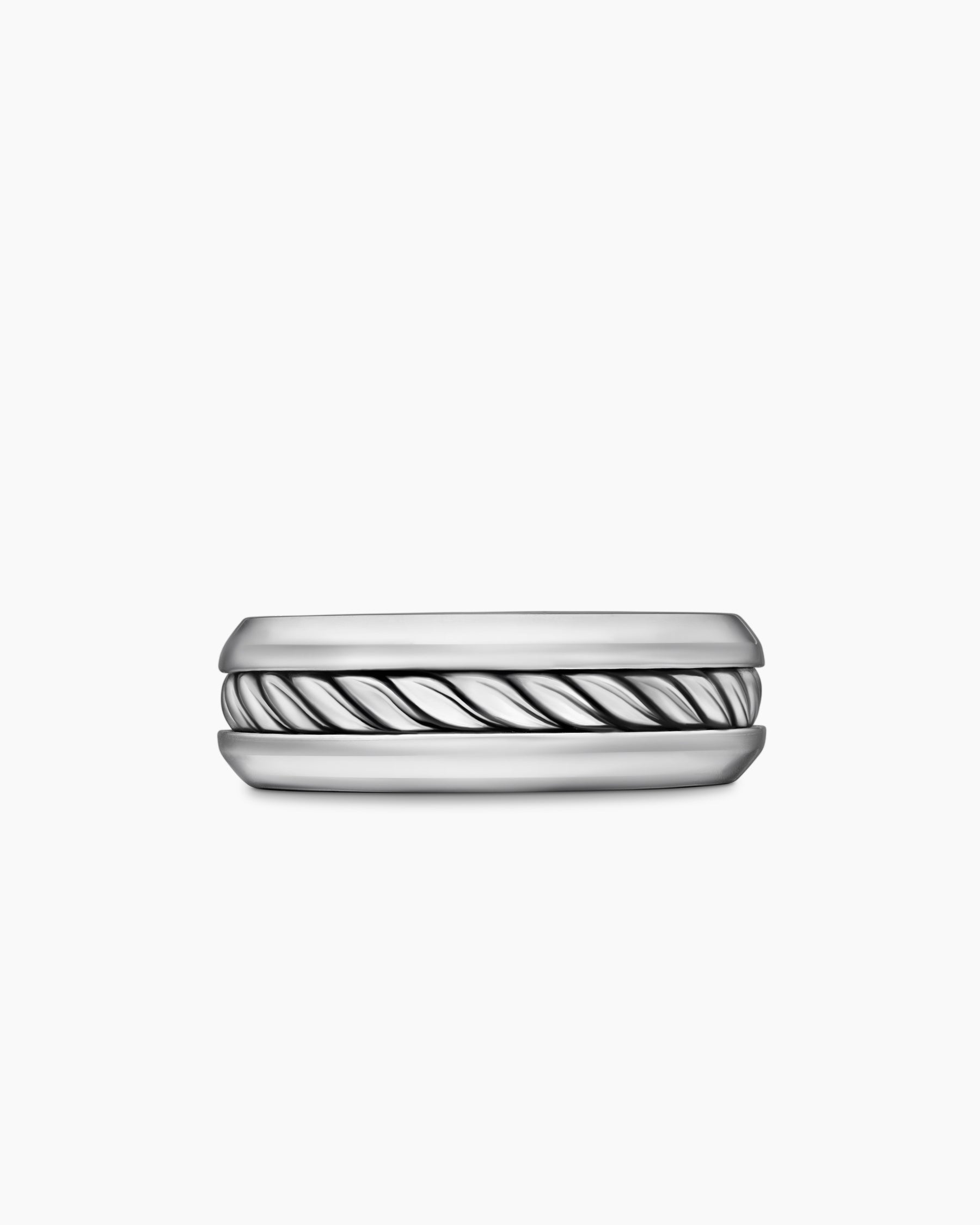 Cable Inset Band Ring in Sterling Silver, 8mm - Image 4