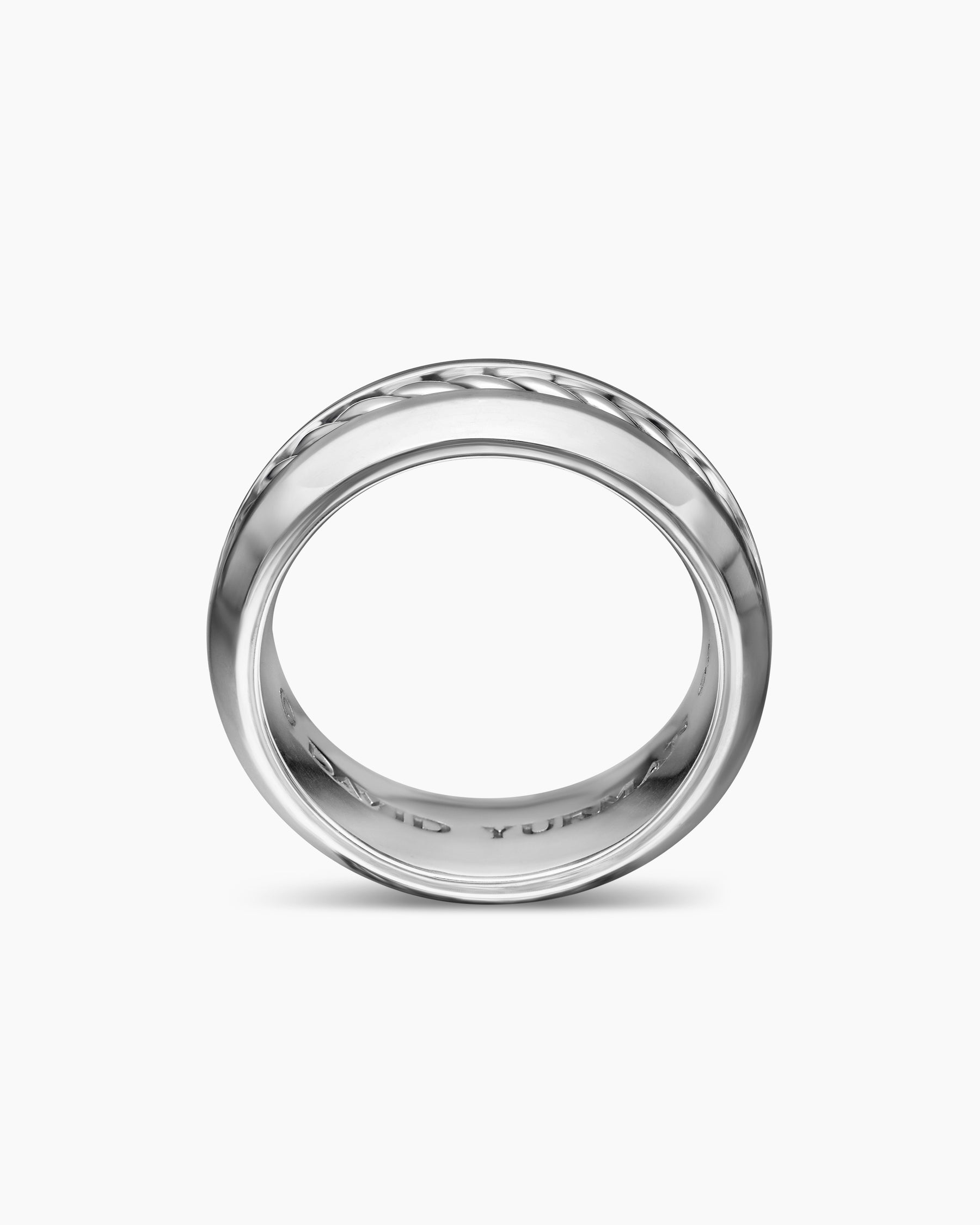 Cable Inset Band Ring in Sterling Silver, 8mm - Image 5