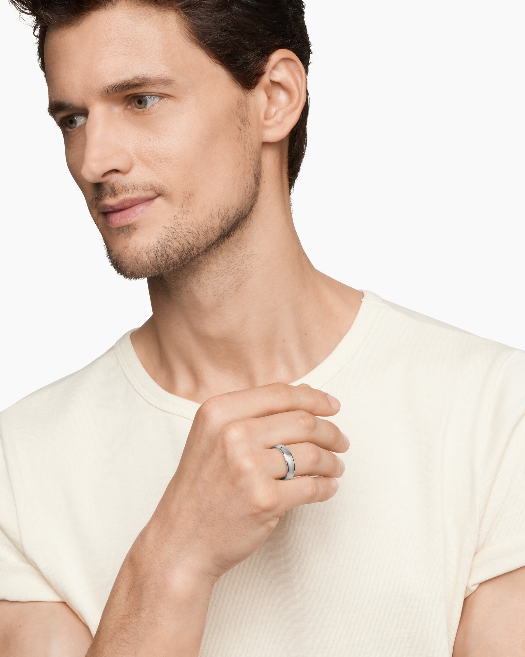 Alternative view of DY Classic Band Ring in 18K White Gold, 6mm