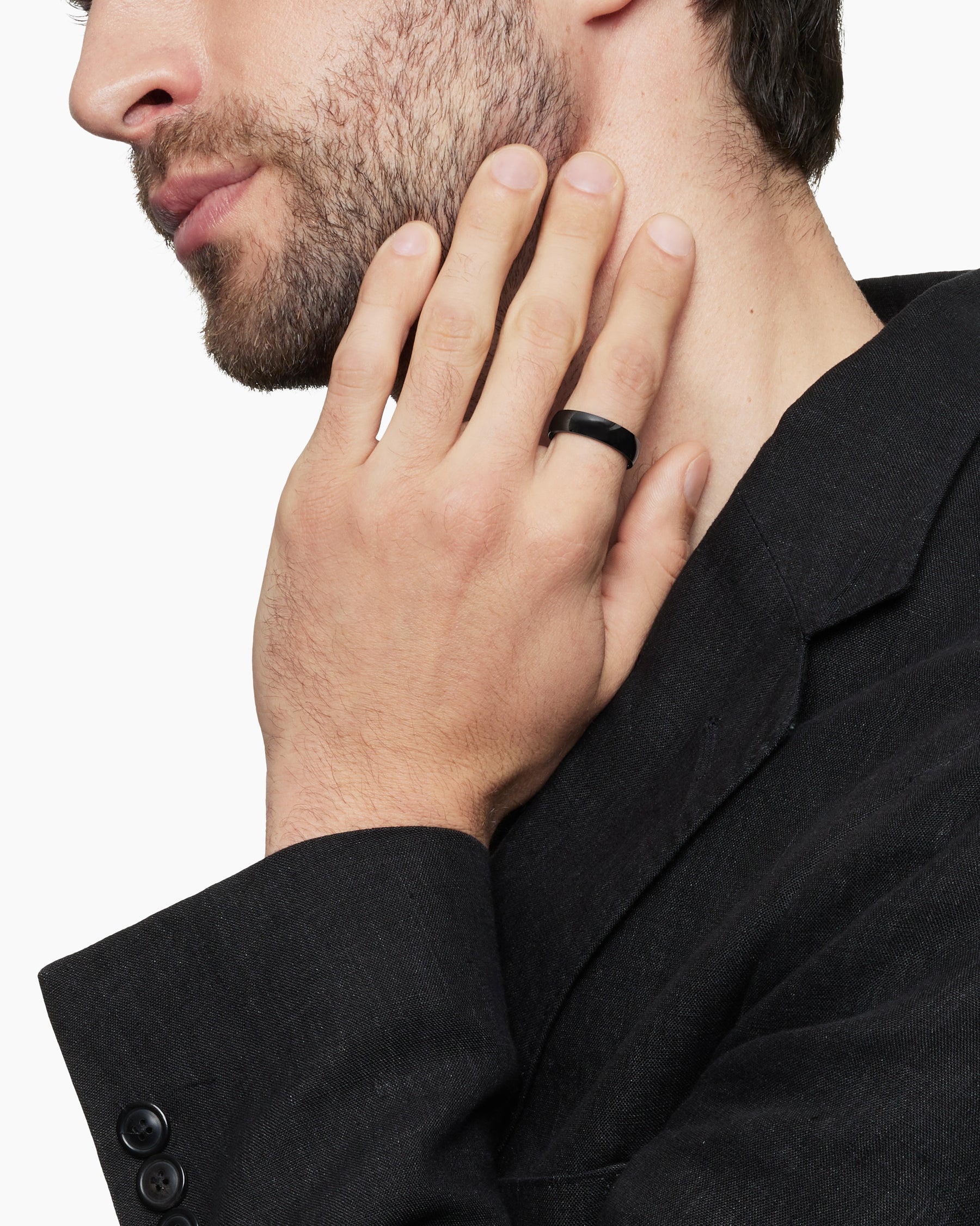 Alternative view of DY Classic Band Ring in Black Titanium, 6mm