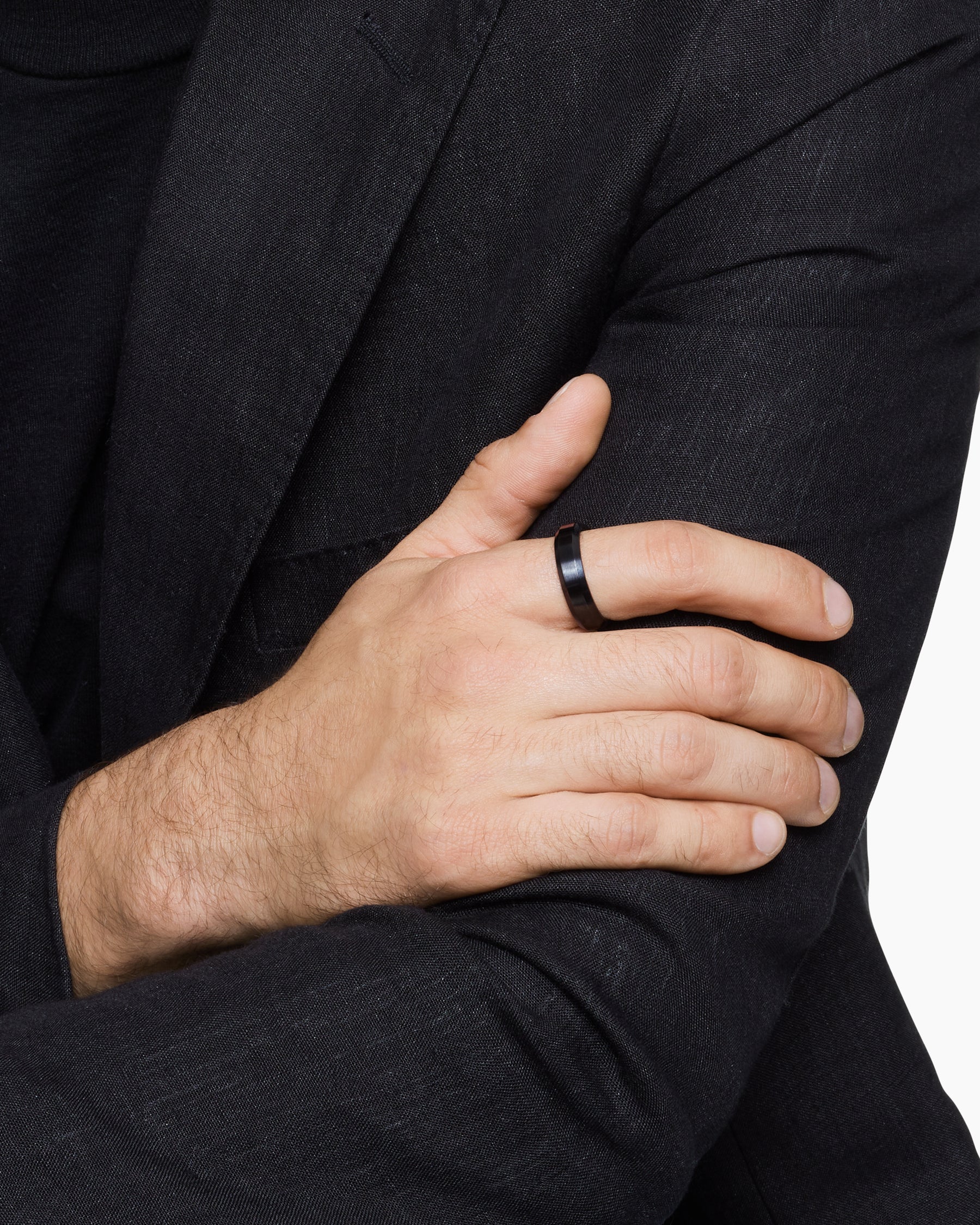 Beveled Band Ring in Black Titanium, 6mm - Image 7