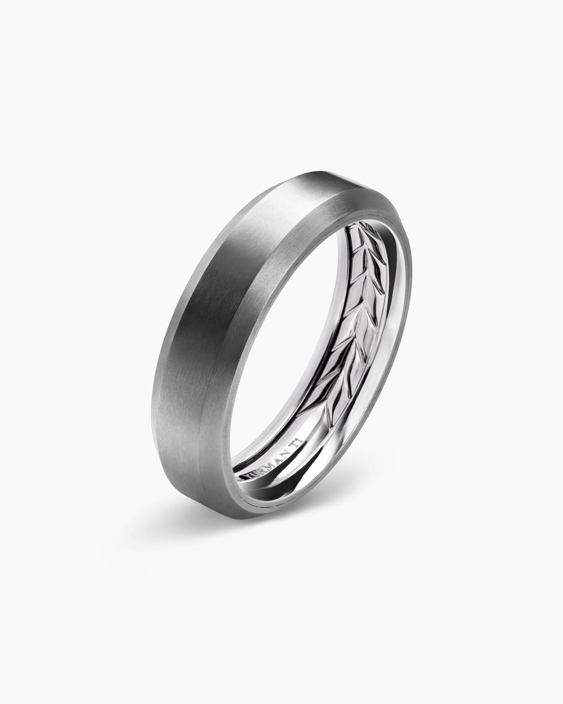 Beveled Band Ring in Grey Titanium, 6mm - Image 3