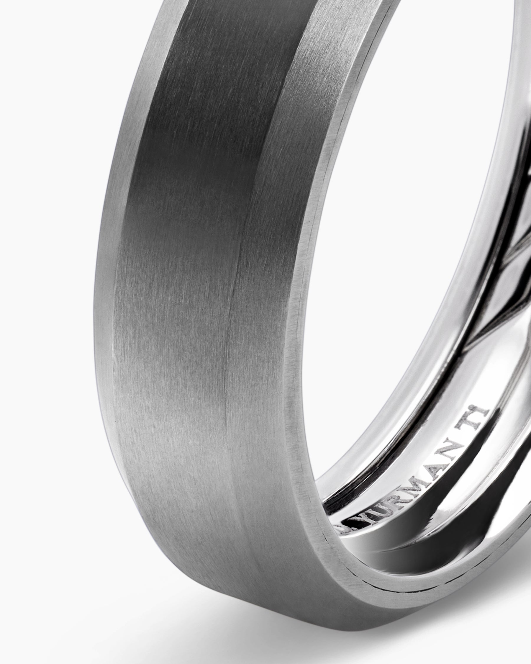 Beveled Band Ring in Grey Titanium, 6mm - Image 6