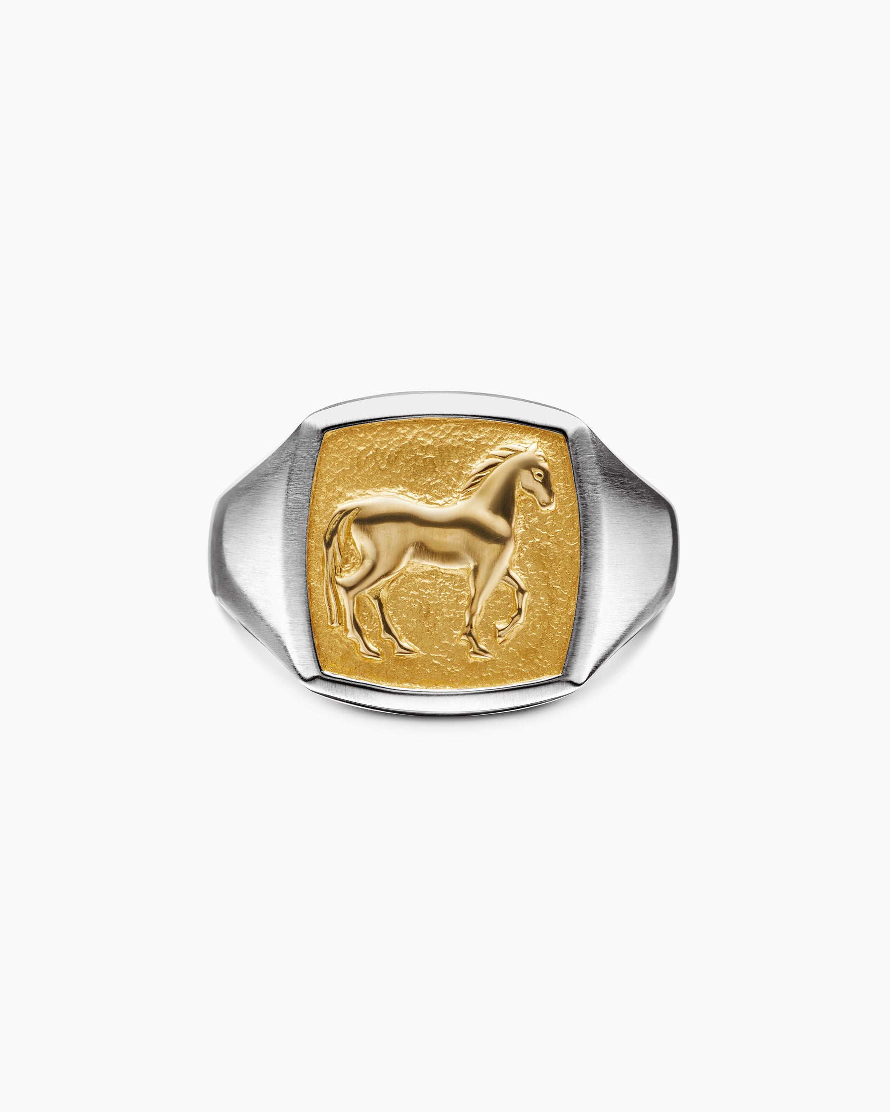 Petrvs Horse Pinky Ring in Sterling Silver with 18K Yellow Gold, 14.8mm - Image 4