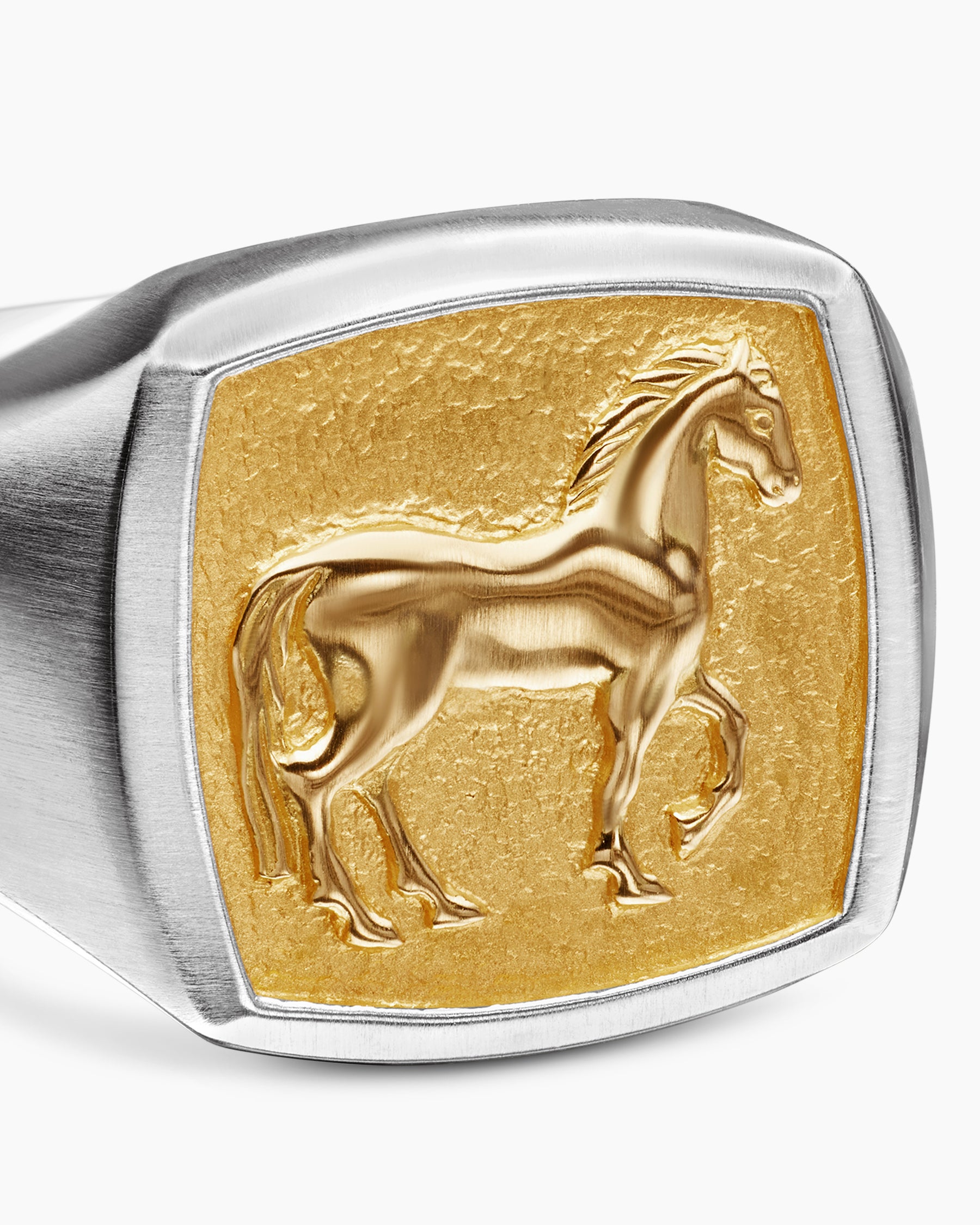Petrvs Horse Pinky Ring in Sterling Silver with 18K Yellow Gold, 14.8mm - Image 5