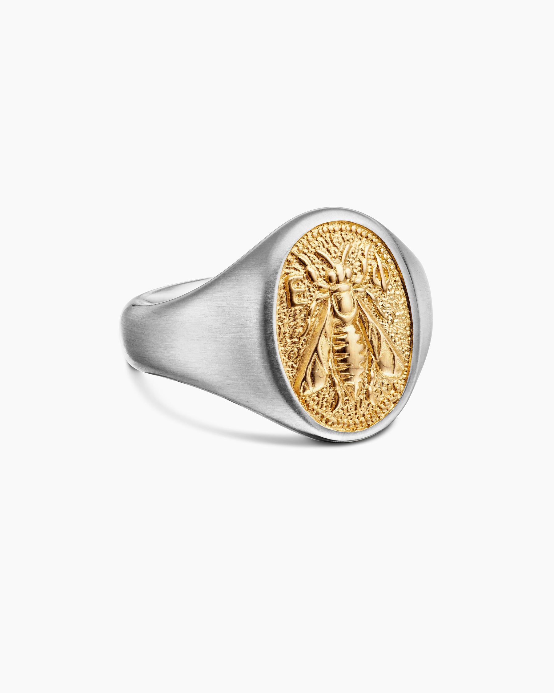 Petrvs Bee Pinky Ring in Sterling Silver with 18K Yellow Gold, 15.5mm