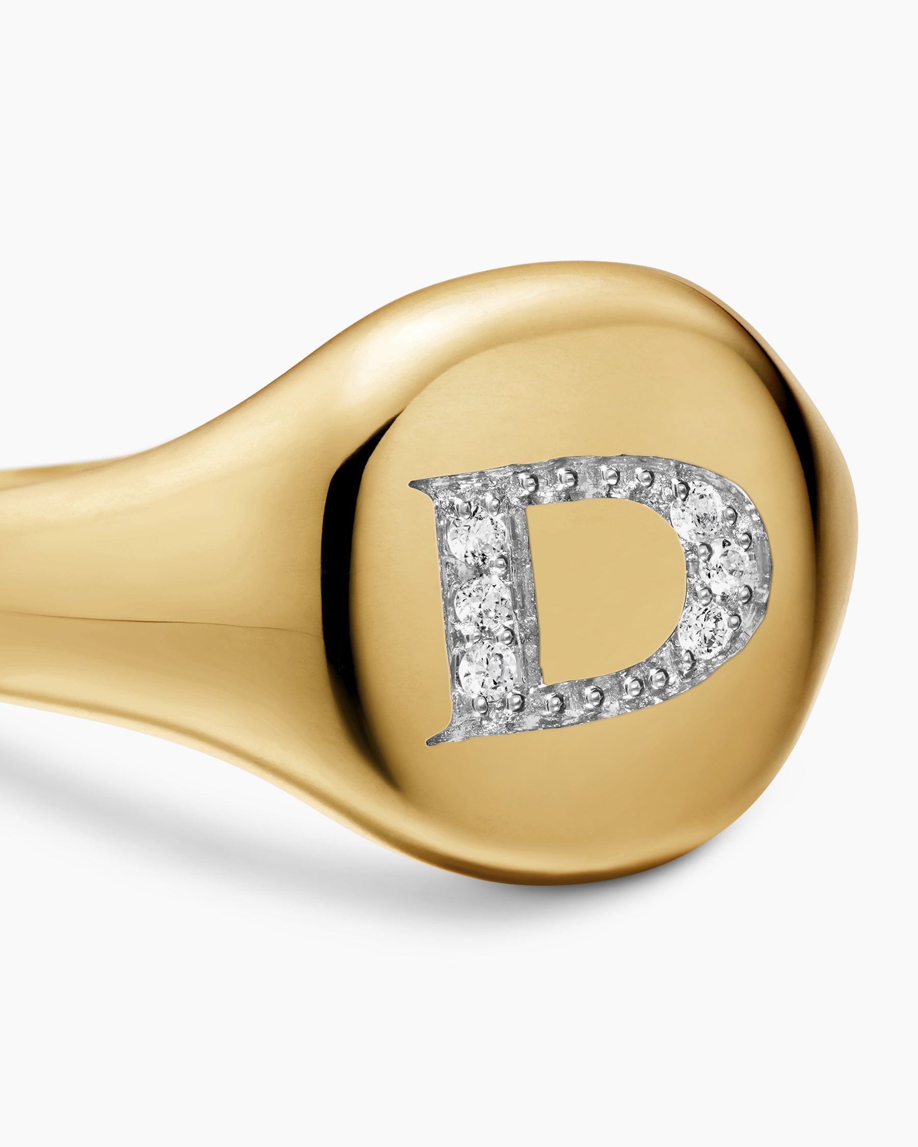 DY Initial Pinky Ring in 18K Yellow Gold with Diamond D, 9.8mm - Image 5