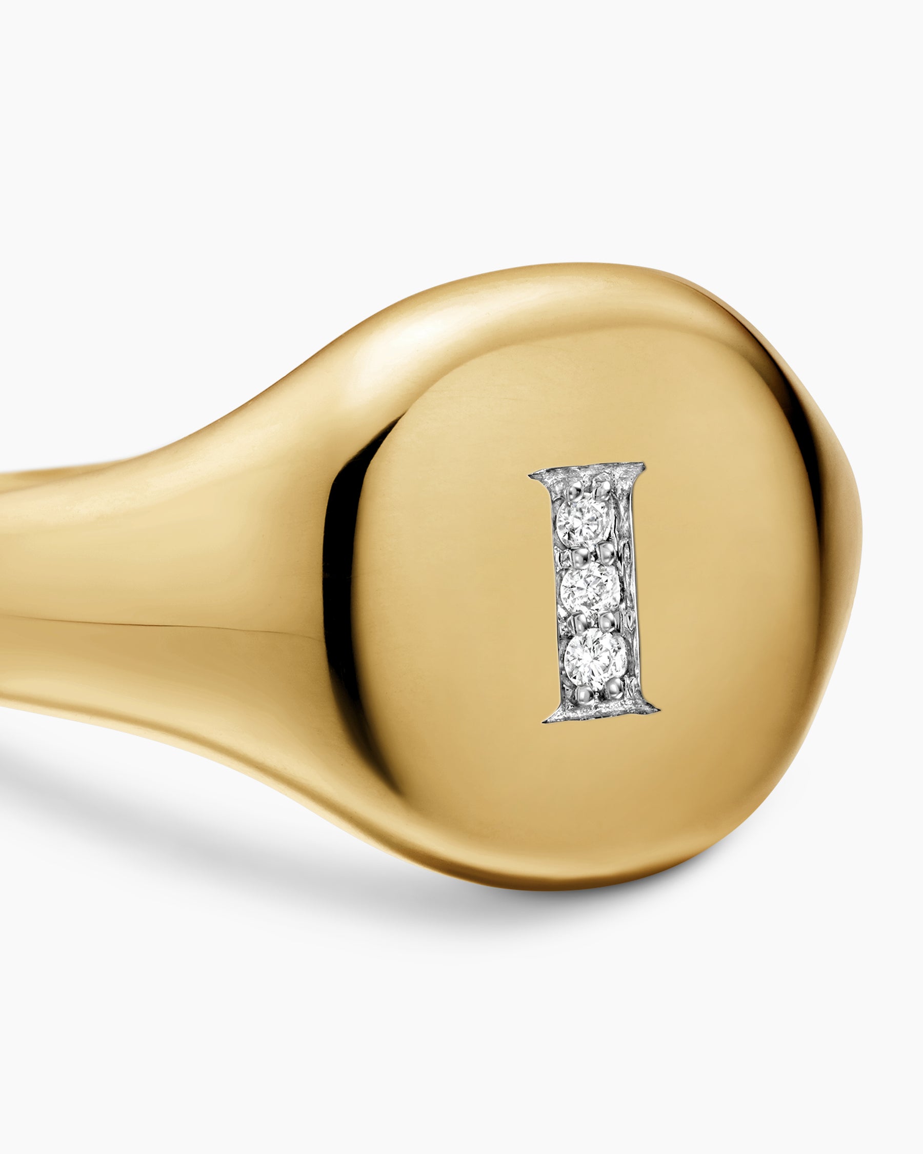 DY Initial Pinky Ring in 18K Yellow Gold with Diamond I, 9.8mm - Image 5