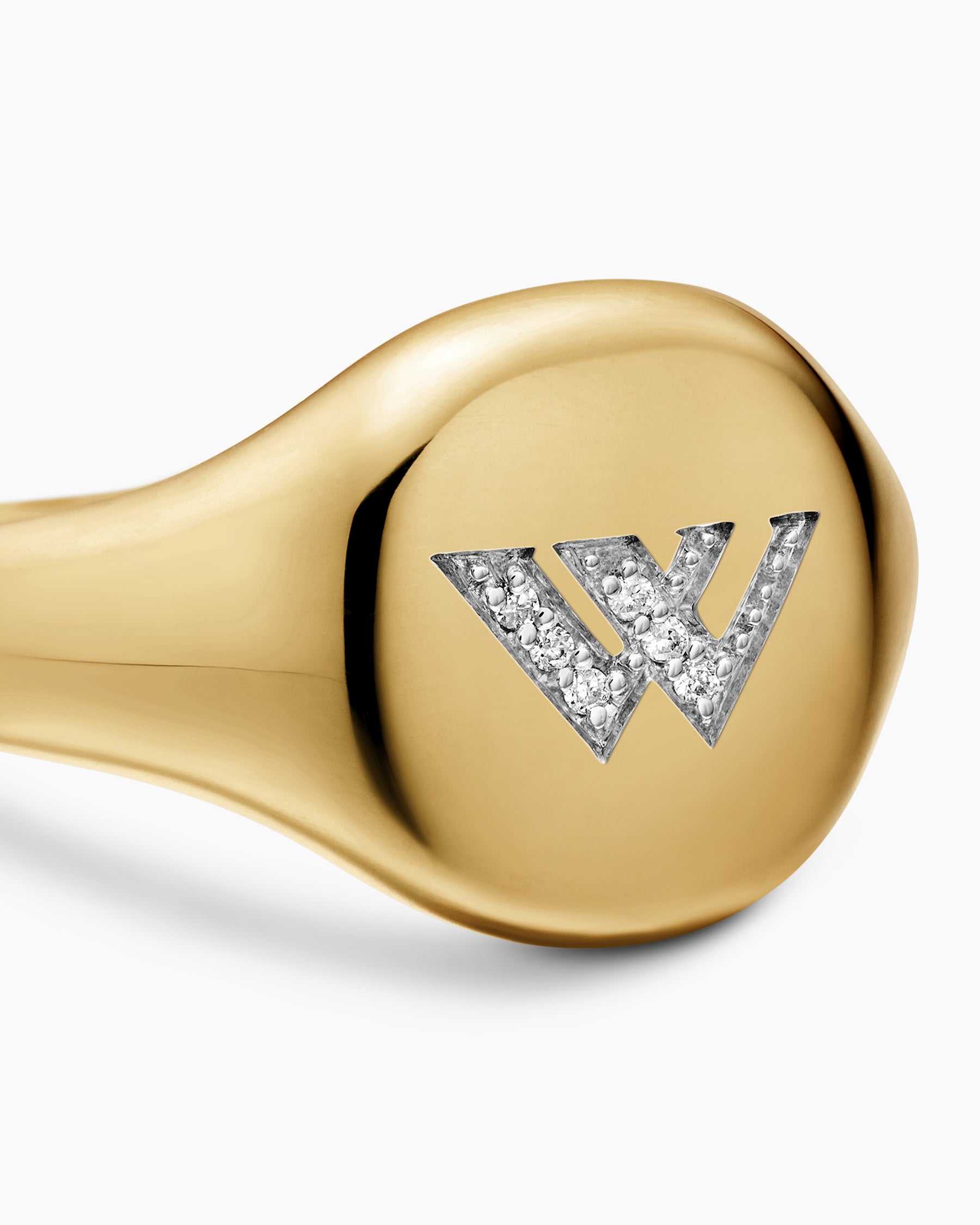 DY Initial Pinky Ring in 18K Yellow Gold with Diamond W, 9.8mm - Image 5