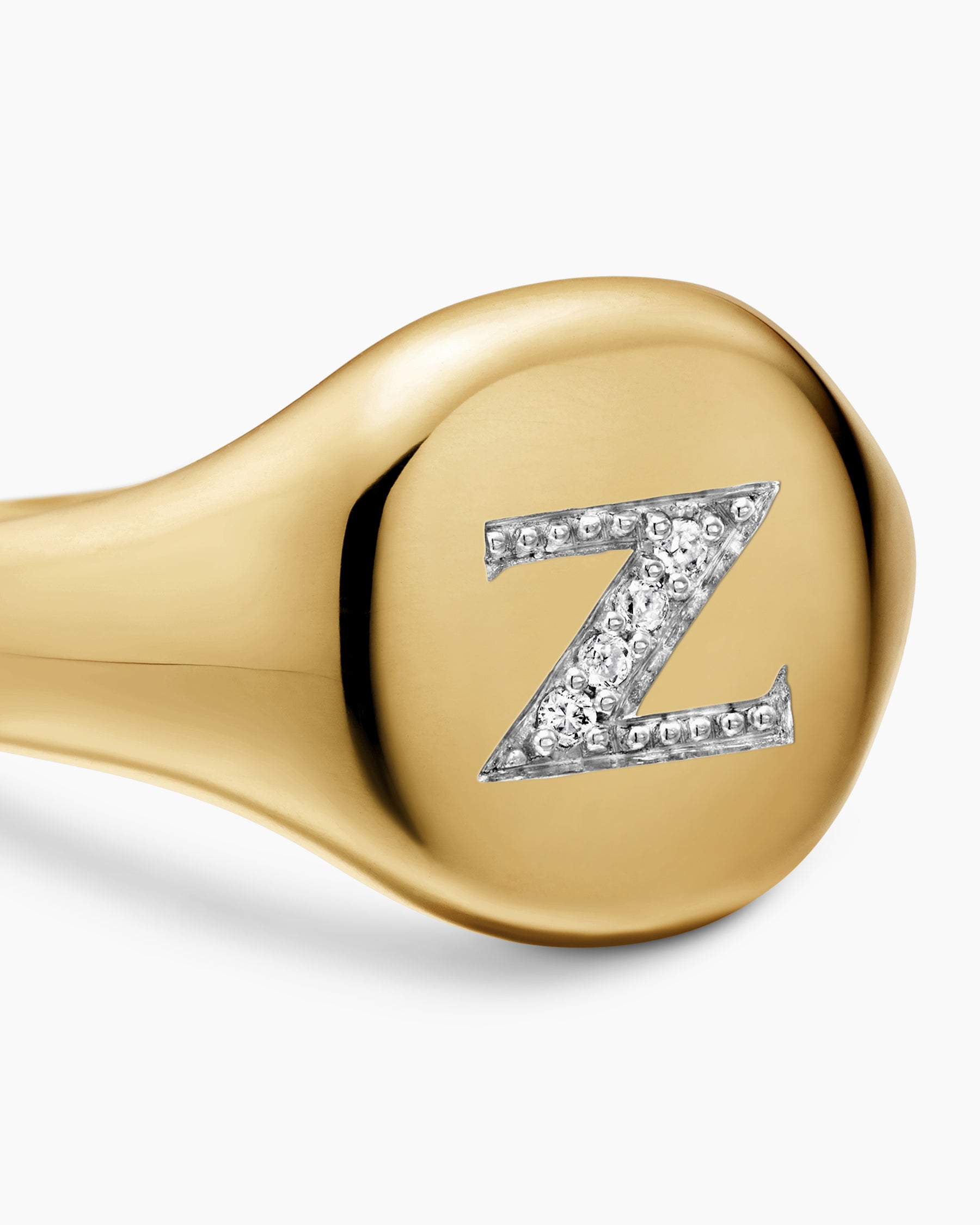 DY Initial Pinky Ring in 18K Yellow Gold with Diamond Z, 9.8mm - Image 5