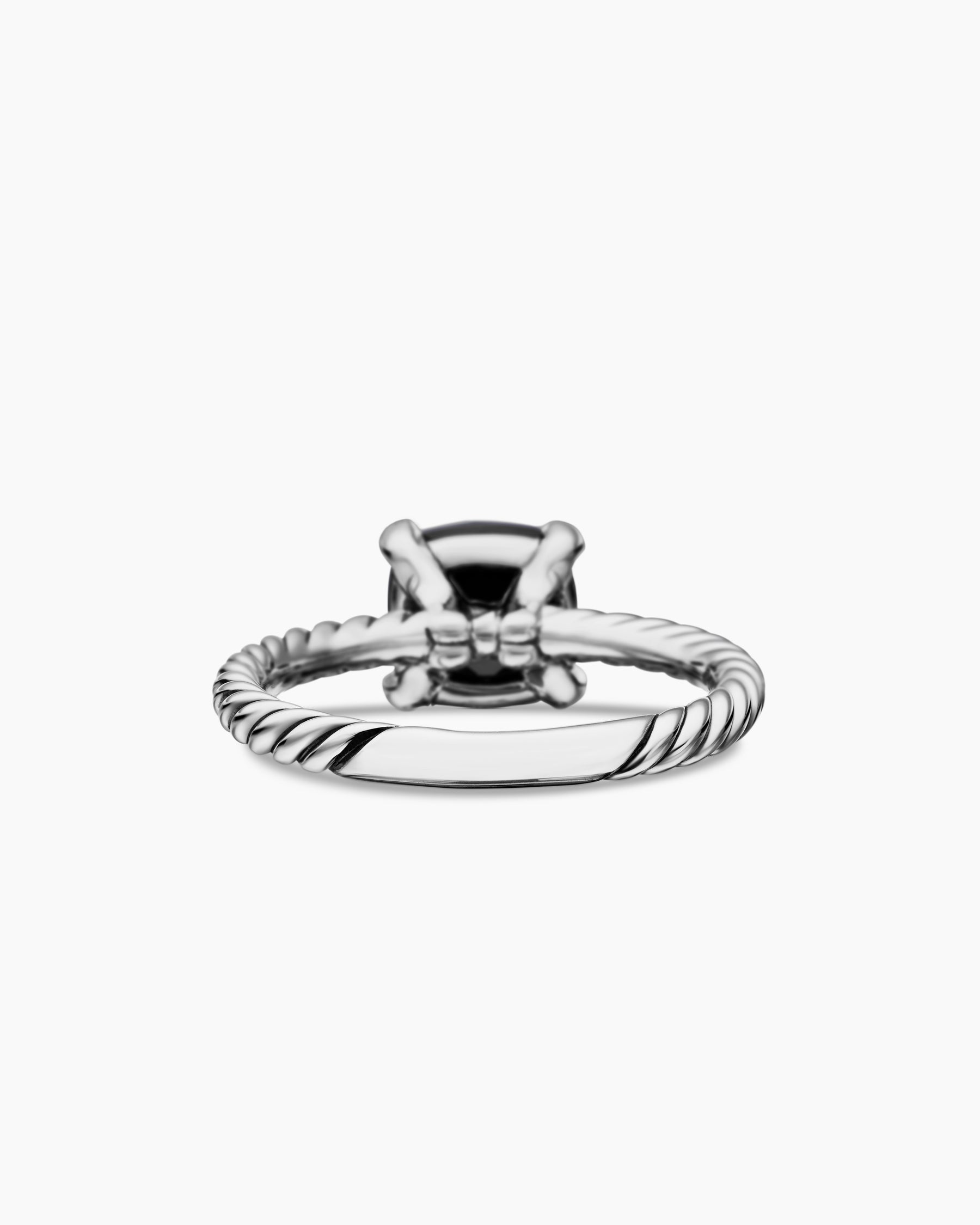 Chatelaine Ring in Sterling Silver with Black Onyx and Diamonds, 8mm - Image 6