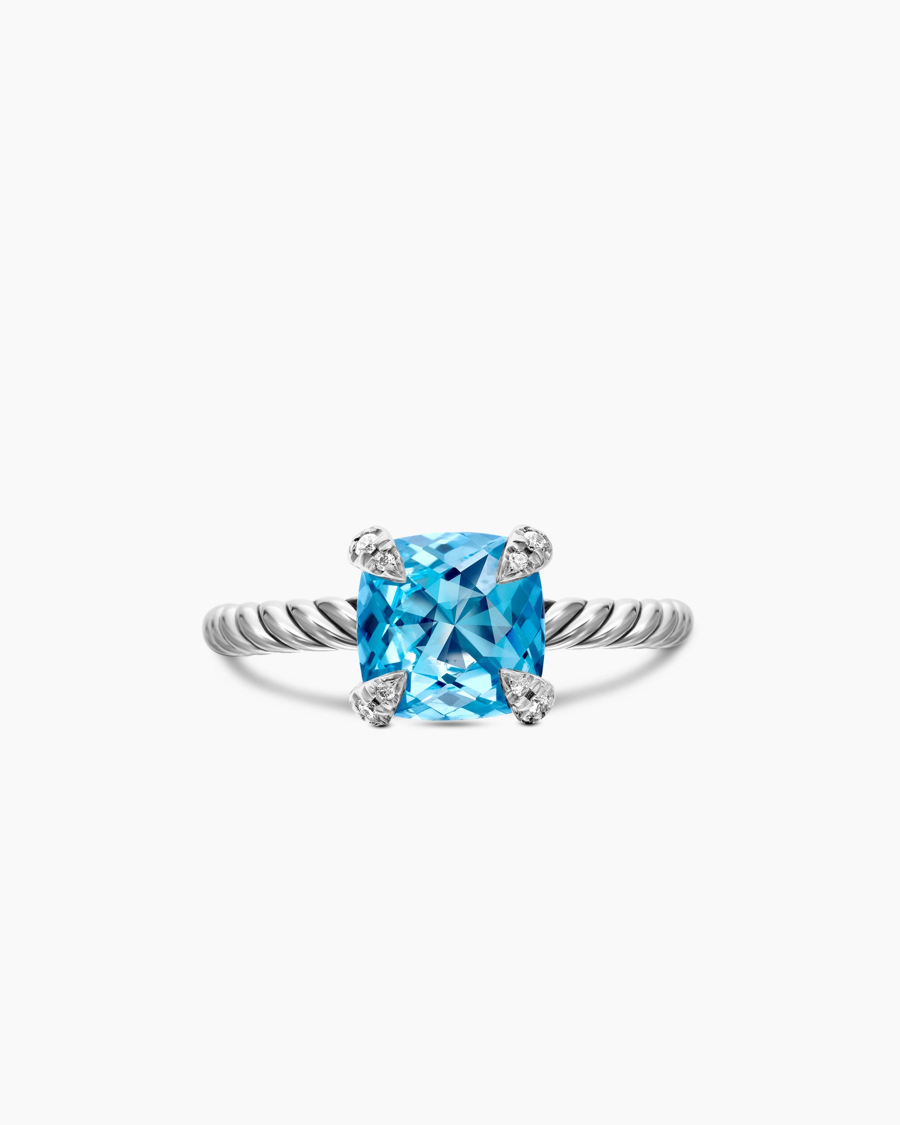 Chatelaine Ring in Sterling Silver with Blue Topaz and Diamonds, 8mm - Image 4