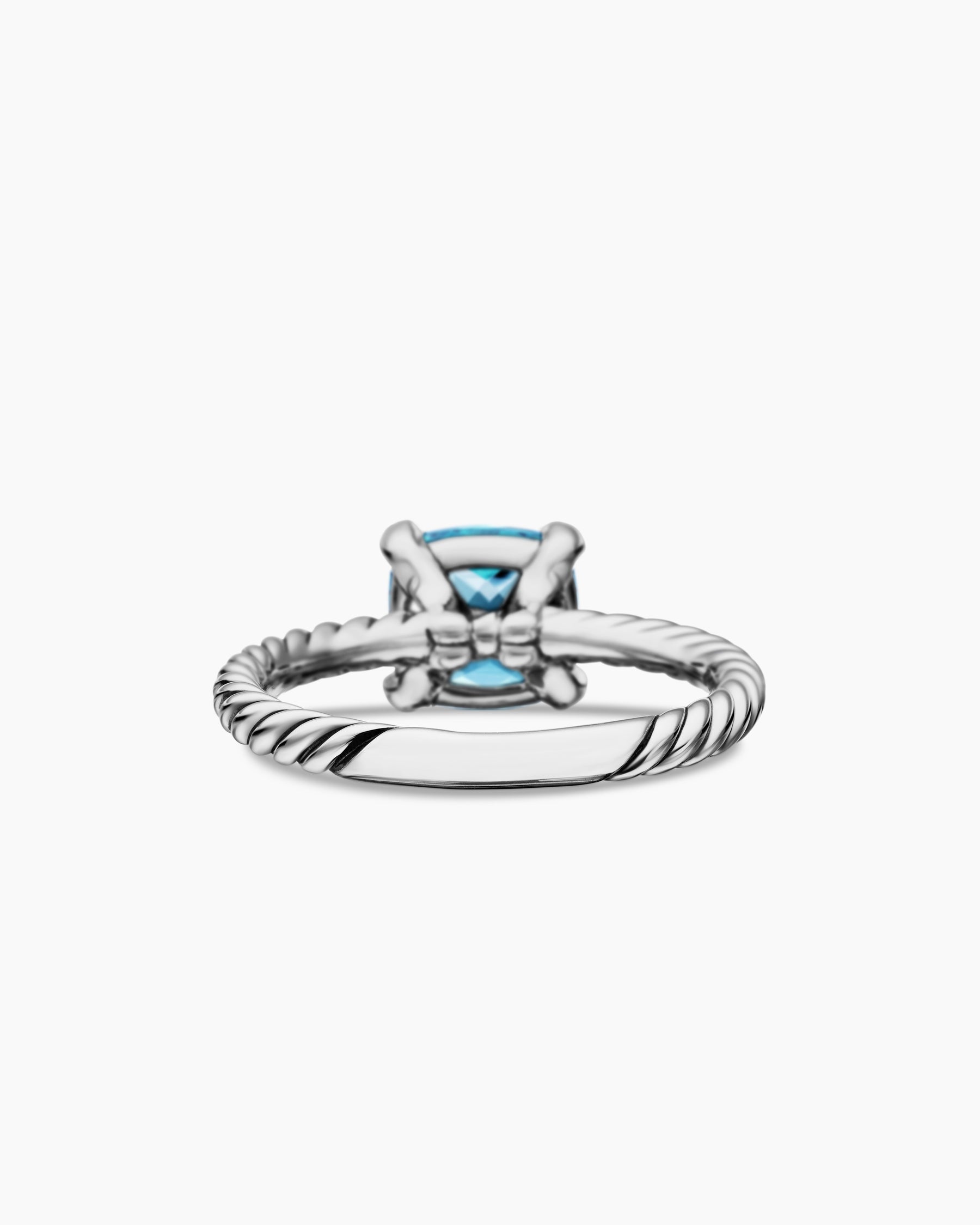 Chatelaine Ring in Sterling Silver with Blue Topaz and Diamonds, 8mm - Image 6