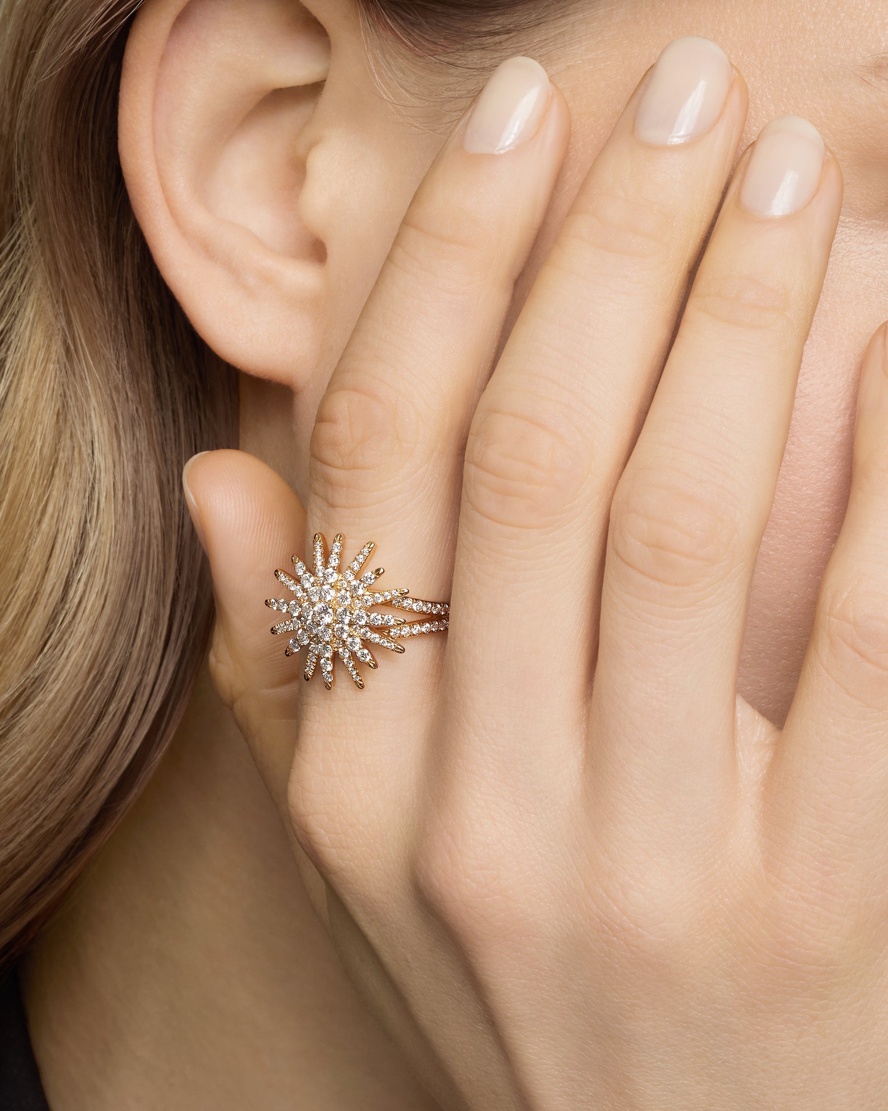 Starburst Ring in 18K Yellow Gold with Diamonds, 20mm - Image 7