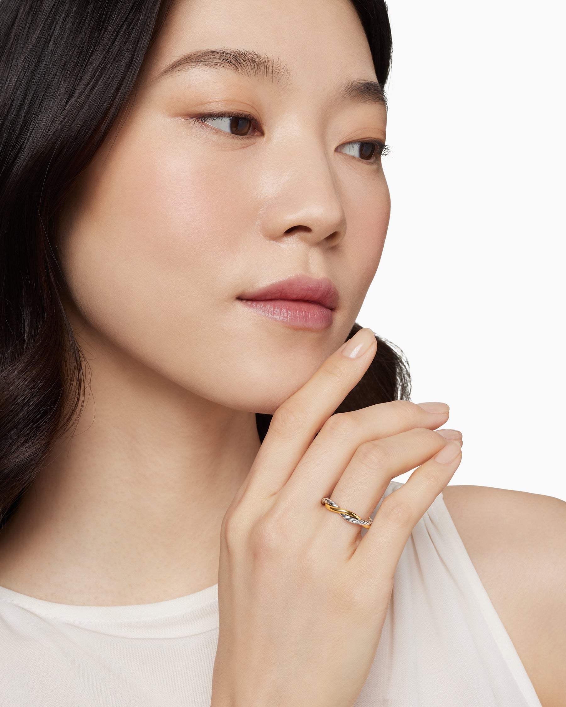 Petite Infinity Band Ring in Sterling Silver with 14K Yellow Gold, 4mm - Image 8