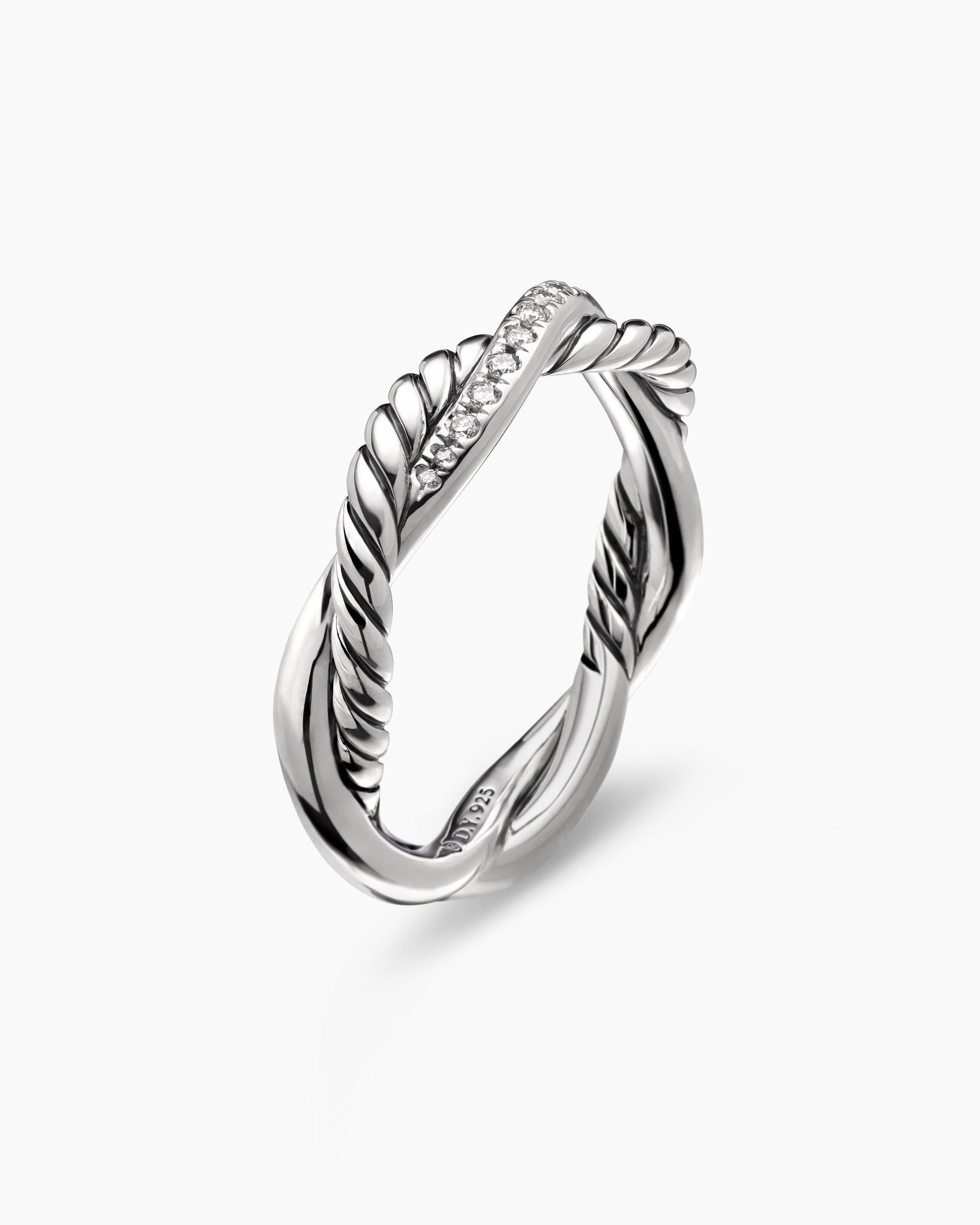Petite Infinity Band Ring in Sterling Silver with Diamonds, 4mm - Image 3
