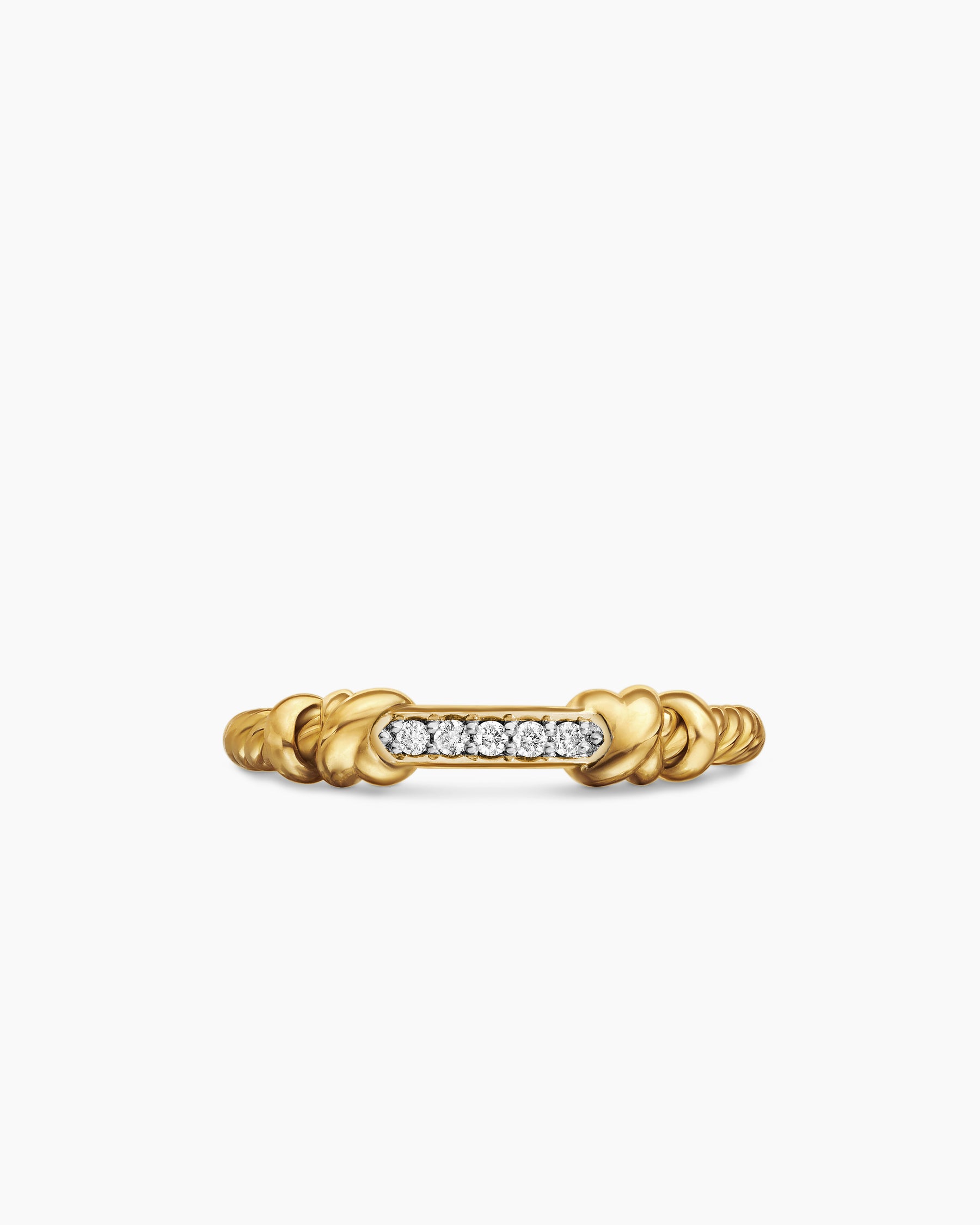 Petite Helena Wrap Band Ring in 18K Yellow Gold with Diamonds, 4mm - Image 4