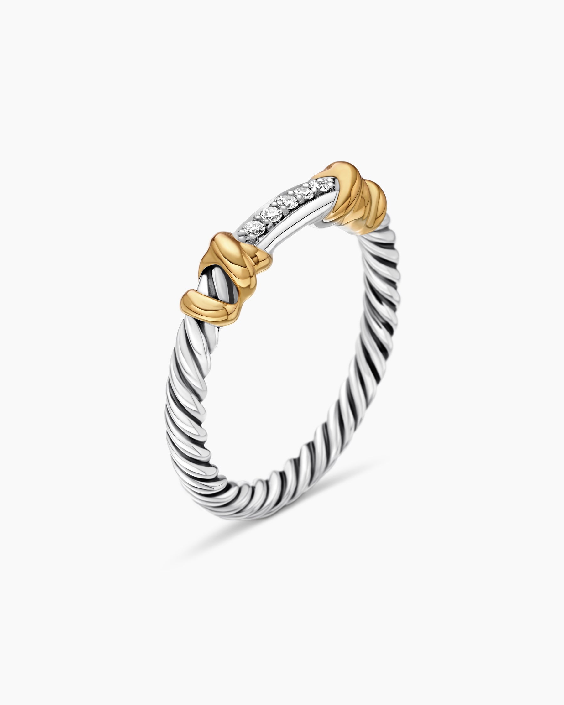 Petite Helena Wrap Band Ring in Sterling Silver with 18K Yellow Gold and Diamonds, 4mm - Image 3